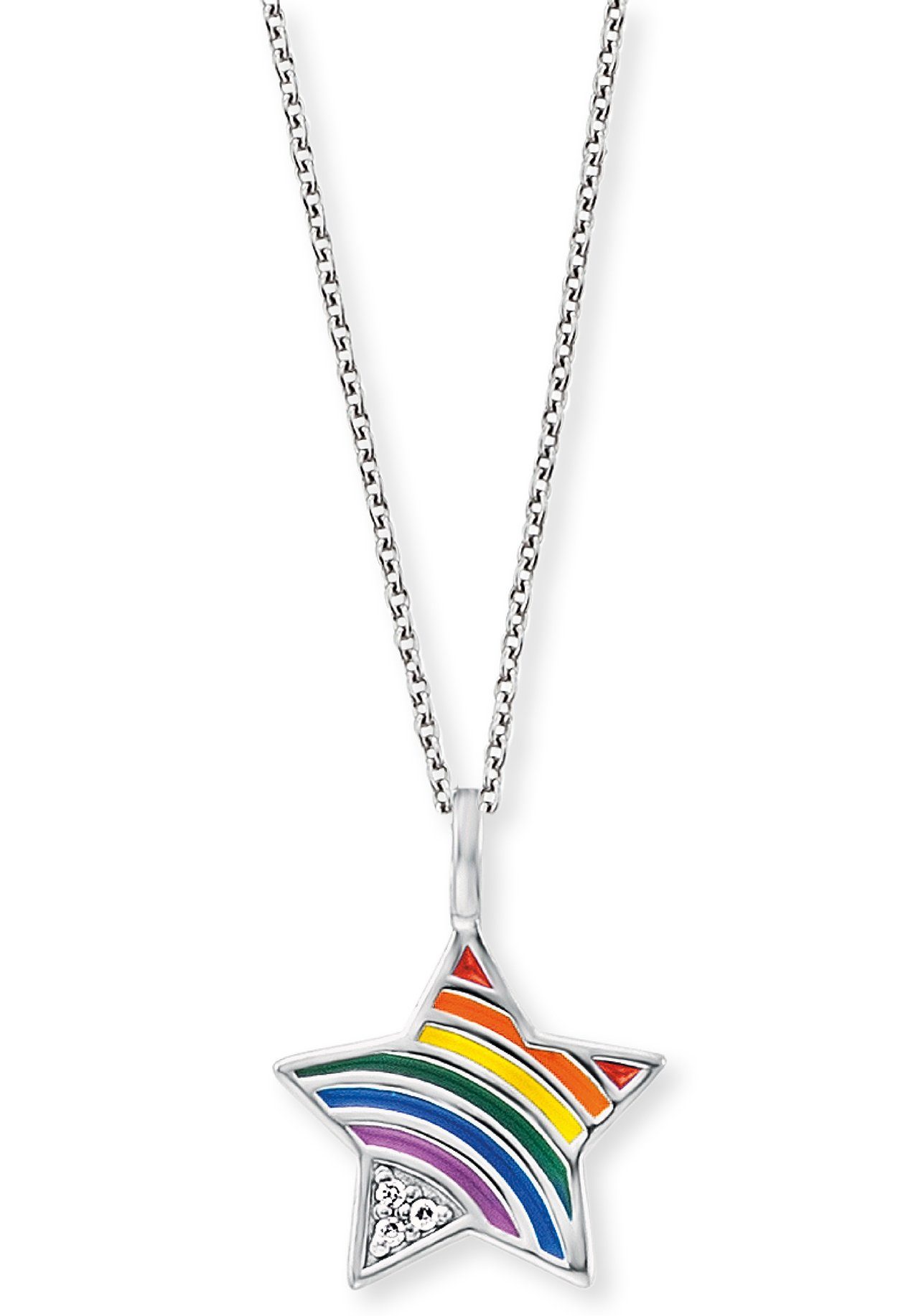 Engelsrufer mit HEN-STAR-RAINBOW, Kette Emaille mit Stern, Anhänger Zirkonia Herzengel und