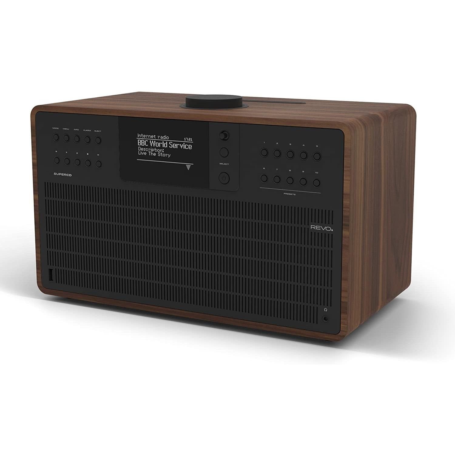 40W Player CD Fernsteuerbar Sound 40 walnuss/schwarz per Radio Stereo und Digitalradio (DAB+/UKW mit iOS/Android Internet-/DAB+ Internetradioempfang, W, App) Revo (DAB) SuperCD