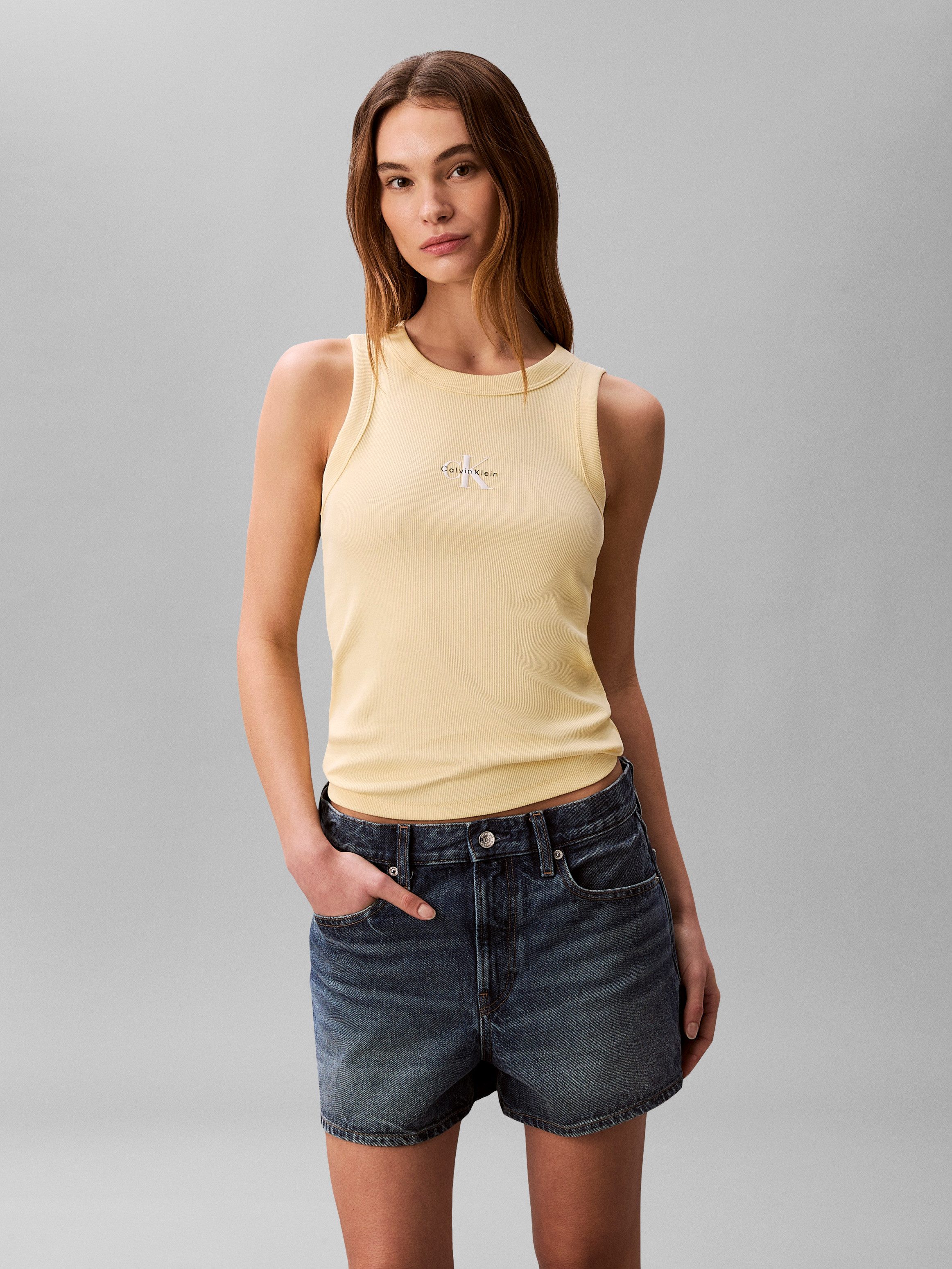 Calvin Klein Jeans Tanktop MONOGRAM RIB TANK Figurbetonte Passform mit Rundhalsausschnitt