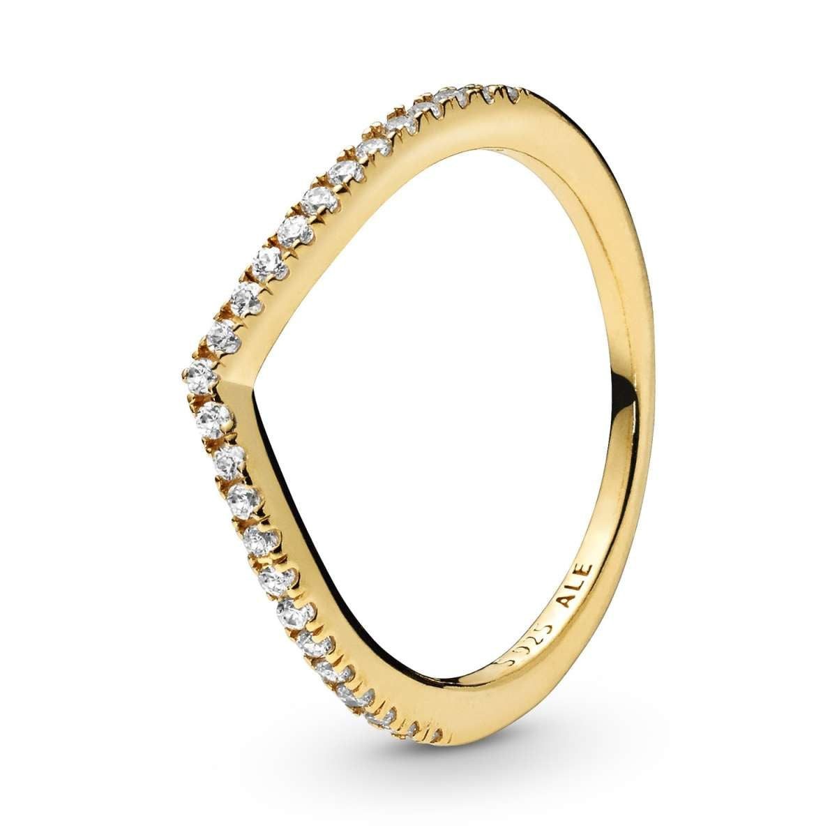 Pandora Fingerring 168758C01, für Damen-Ring Funkelnder Wishbone Goldfarben
