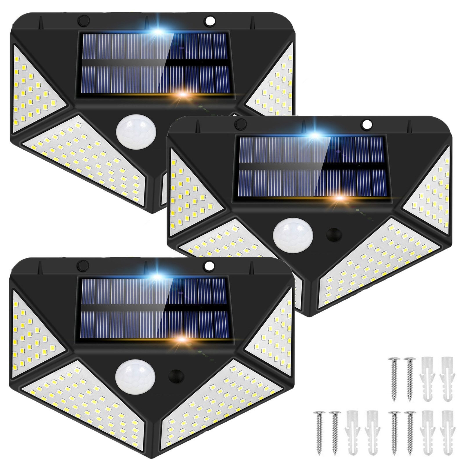 MUPOO LED Außen-Wandleuchte 128/170LED Solarleuchte 300°Weitwinkel günstig online kaufen
