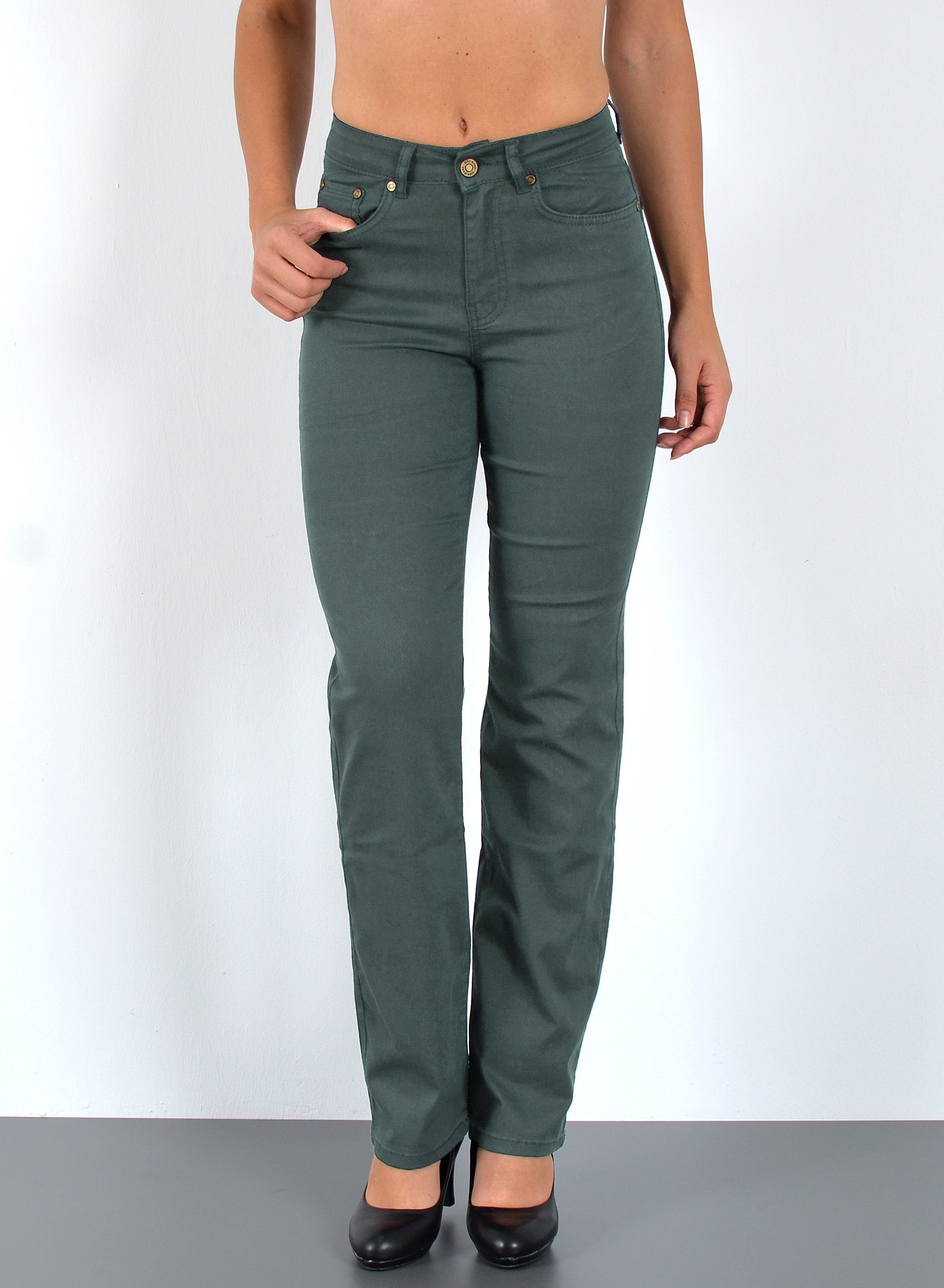 ESRA Stoffhose Damen Straight Fit Hose High Waist Business-Hose bis Große G günstig online kaufen