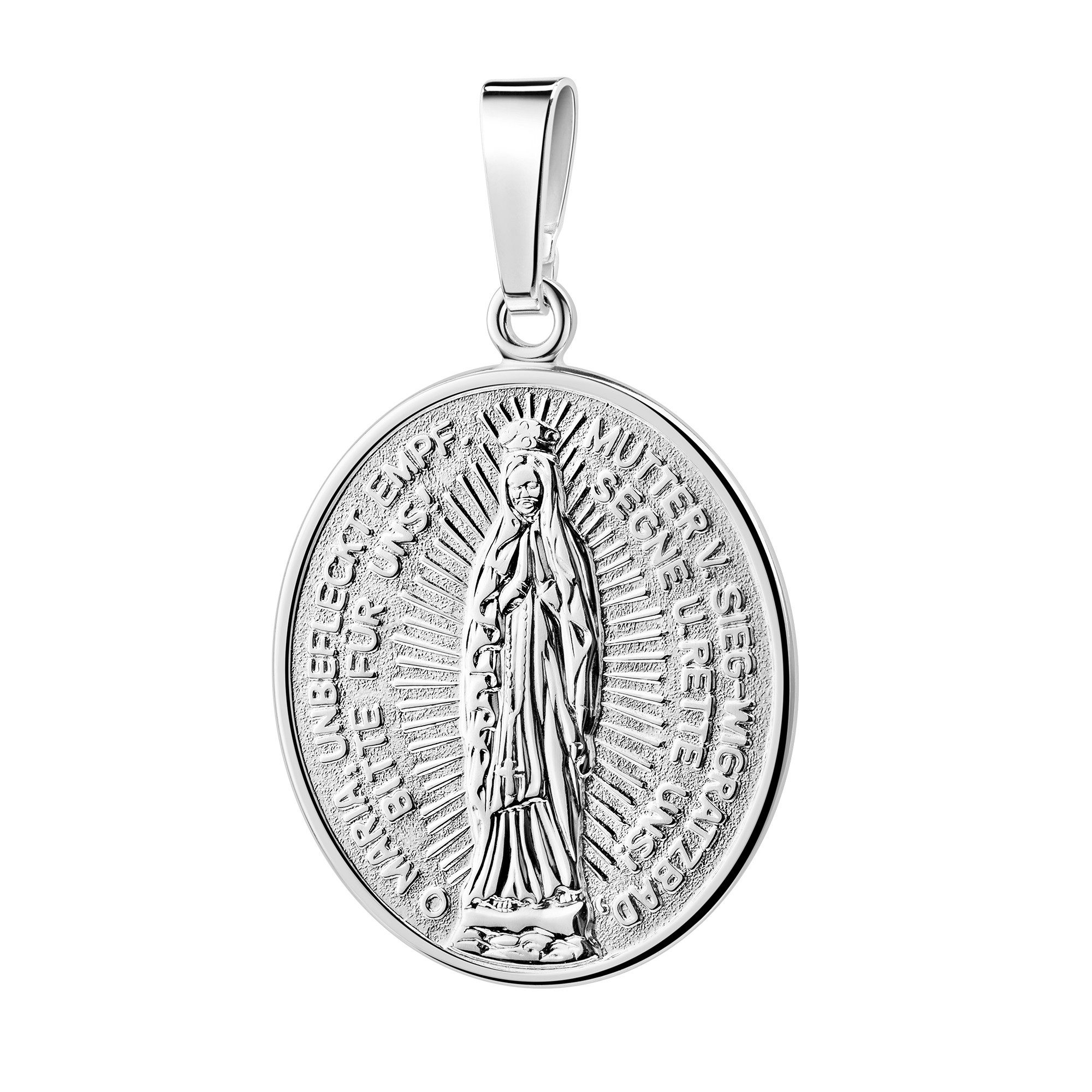JEVELION Kettenanhänger Madonna Milagrosa Anhänger 925 Silber massiv-Made in Germany (Schutzanhänger, für Damen und Herren), Mit Silberkette 925 - Länge wählbar 36 - 70 cm oder ohne Kette.
