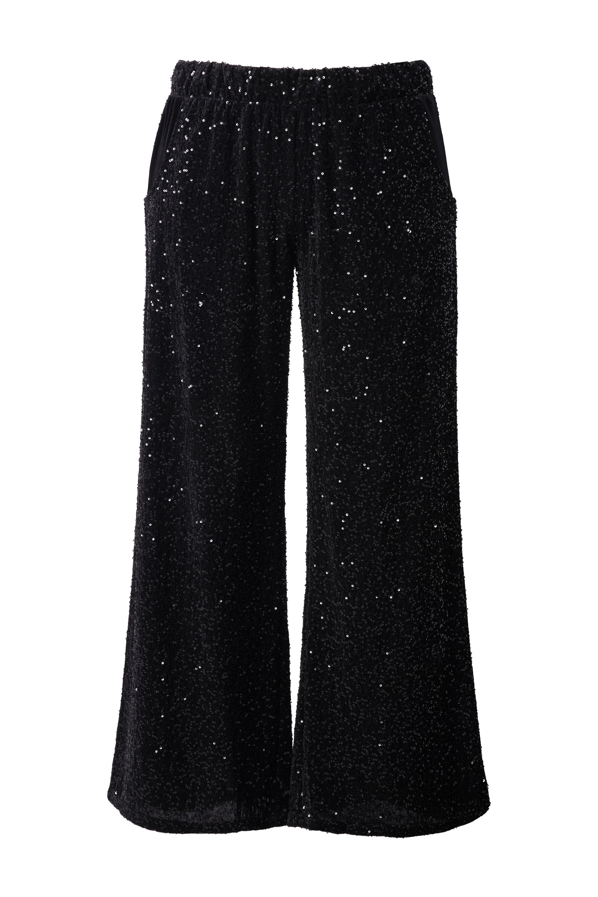 Schlupfhose Paillettenhose Marleneform Samt mit Pailletten