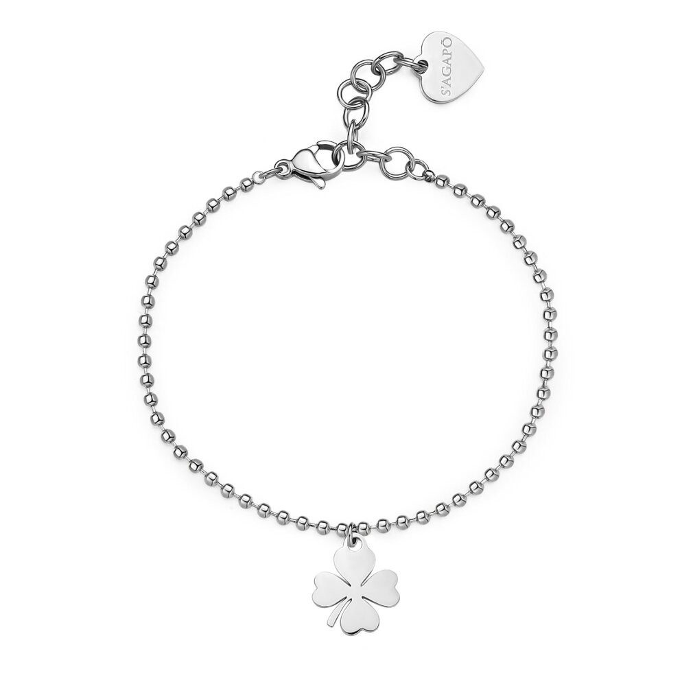 s'agapo Armband Beliebtes Stahlarmband mit vierblättrigem Kleeblatt Smile SSM015