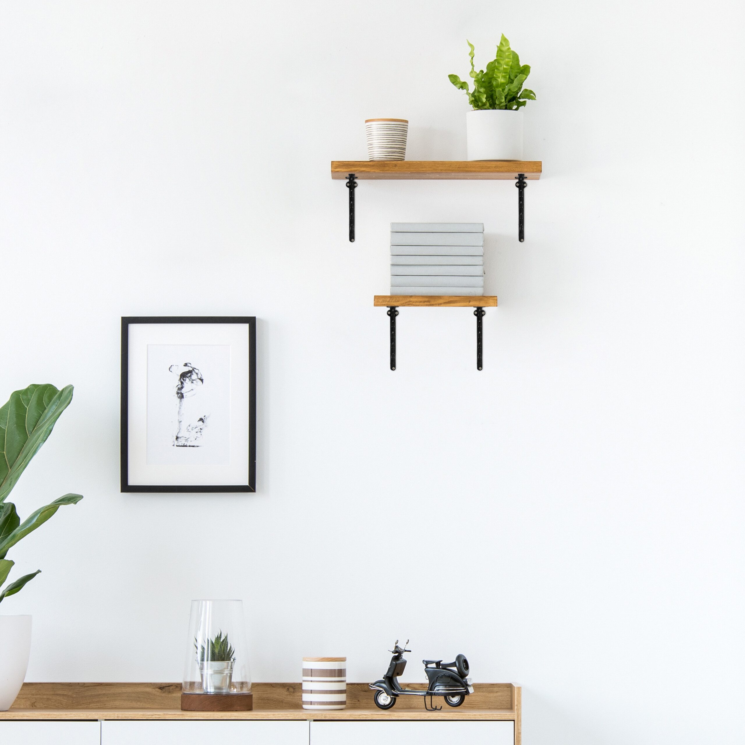 relaxdays Wandregalhalter Regalwinkel 4er Set Ketten-Design, schwarz günstig online kaufen