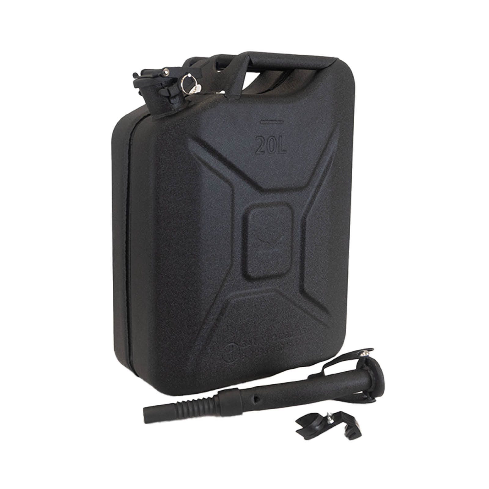 TRUTZHOLM Kanister 1x Kraftstoffkanister Metall 20 Liter Schwarz inkl. Ausgießer + Halter (Einzelartikel)