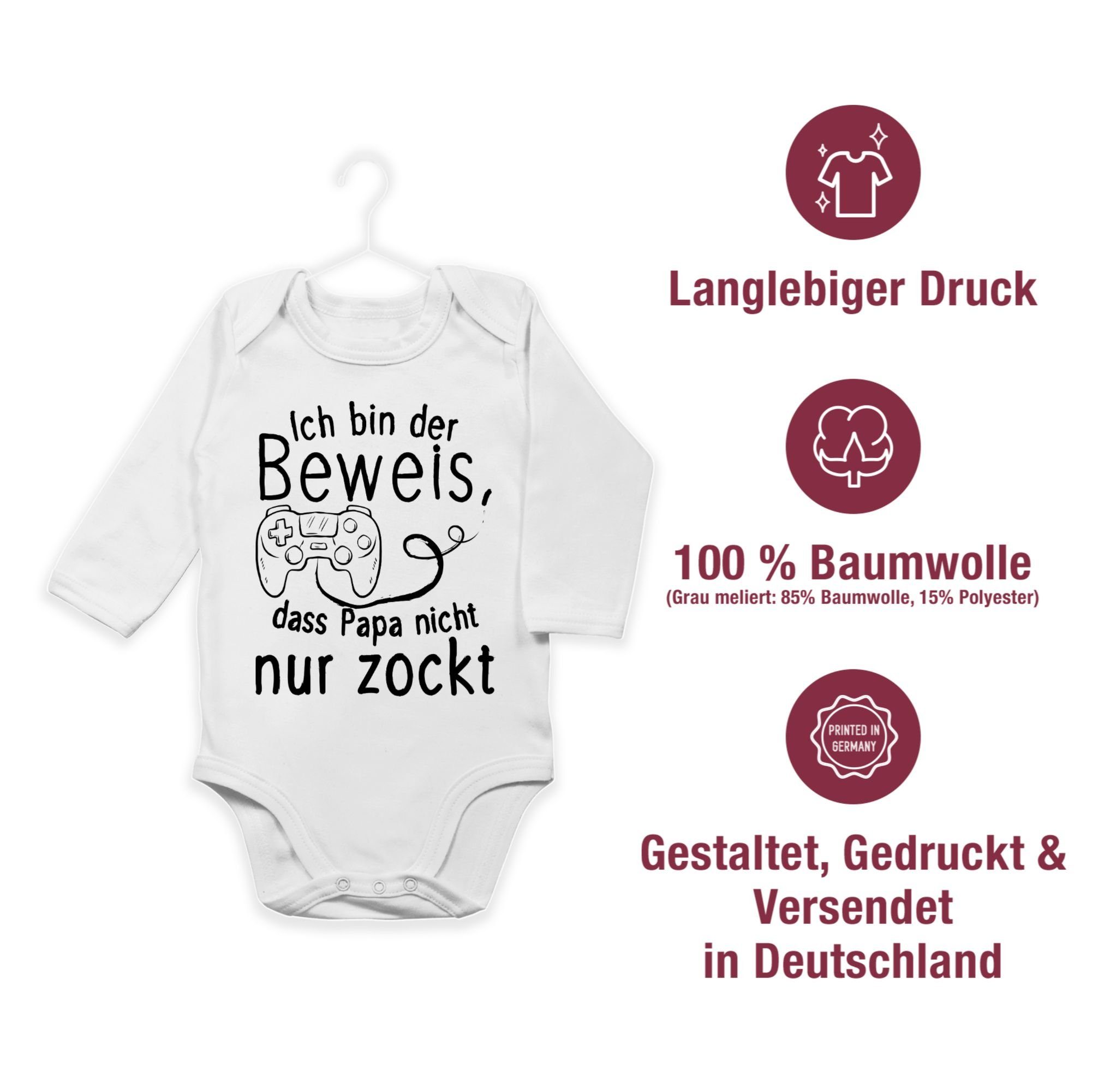 Shirtracer Shirtbody Ich bin der Beweis dass Papa nicht nur zockt Geschenk Vatertag Baby