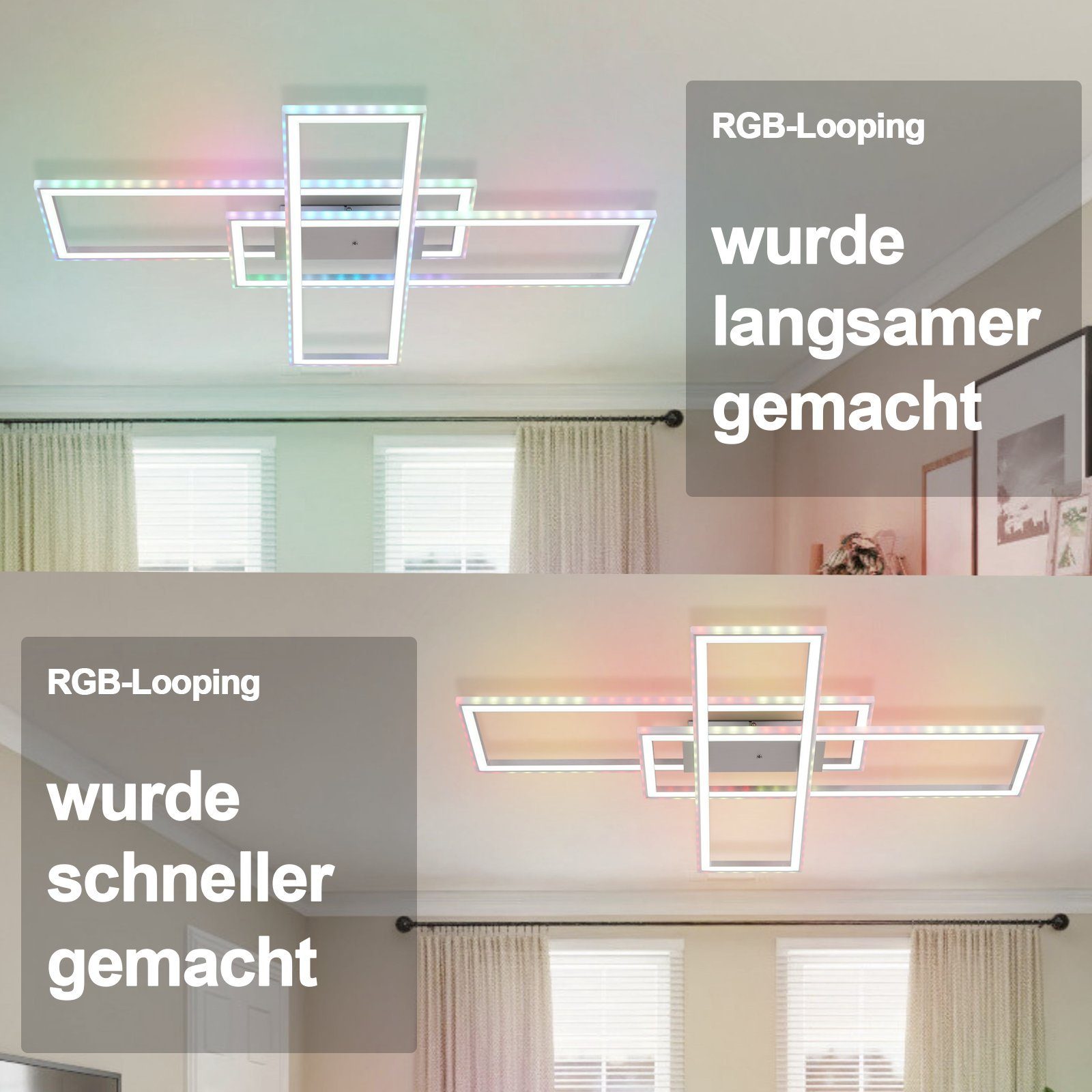 RGB, RGB, Dimmbar Schlafzimmerlampe mit ZMH Deckenleuchte Fernbedienung LED LED integriert, fest 50W