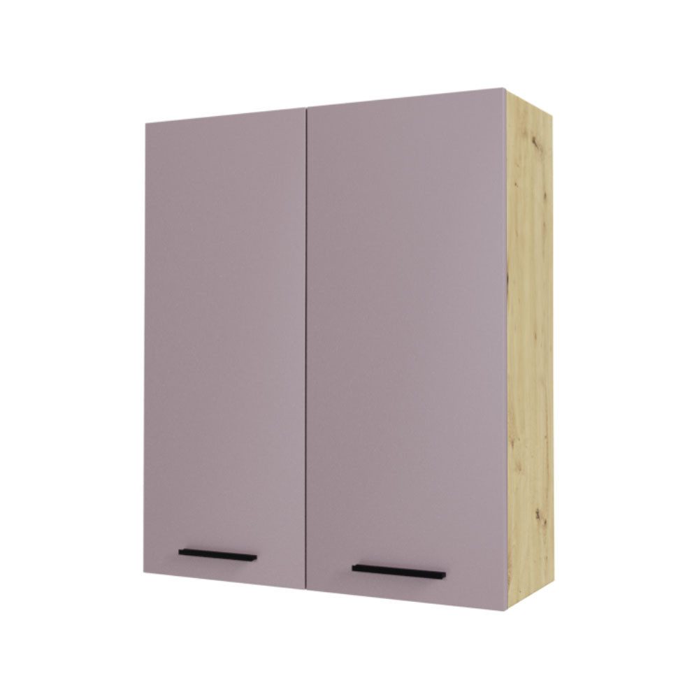 Feldmann-Wohnen Klapphängeschrank Bonn (W4/80, 2-türig, 3 Einlegeböden, 1-St., moderne Optik, MDF Fronten) Eiche Artisan / rosé kupfer matt
