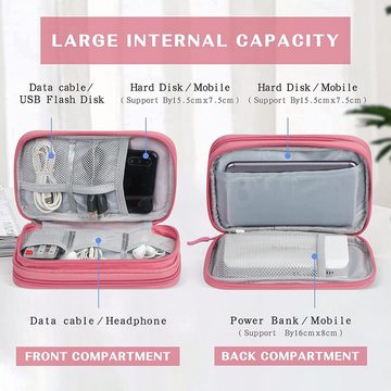 Alster Herz Taschenorganizer Kabeltasche, Universal Reise Organizer für Elektronik Zubehör, A0564, perfekt für Handy, Kabel, Ladegerät, Powerbank, USB-Stick usw.