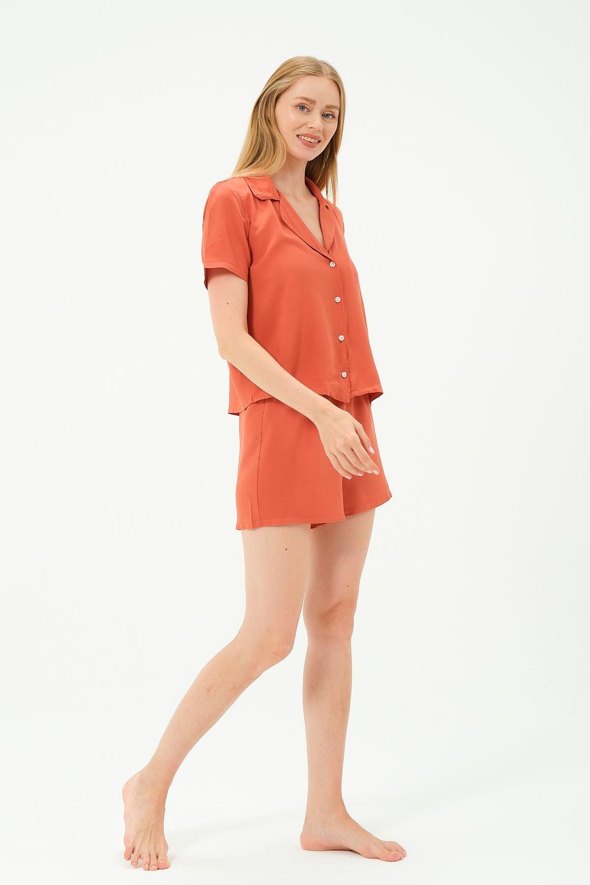 C&CITY Pyjama Viskon Hemd Shorts Set