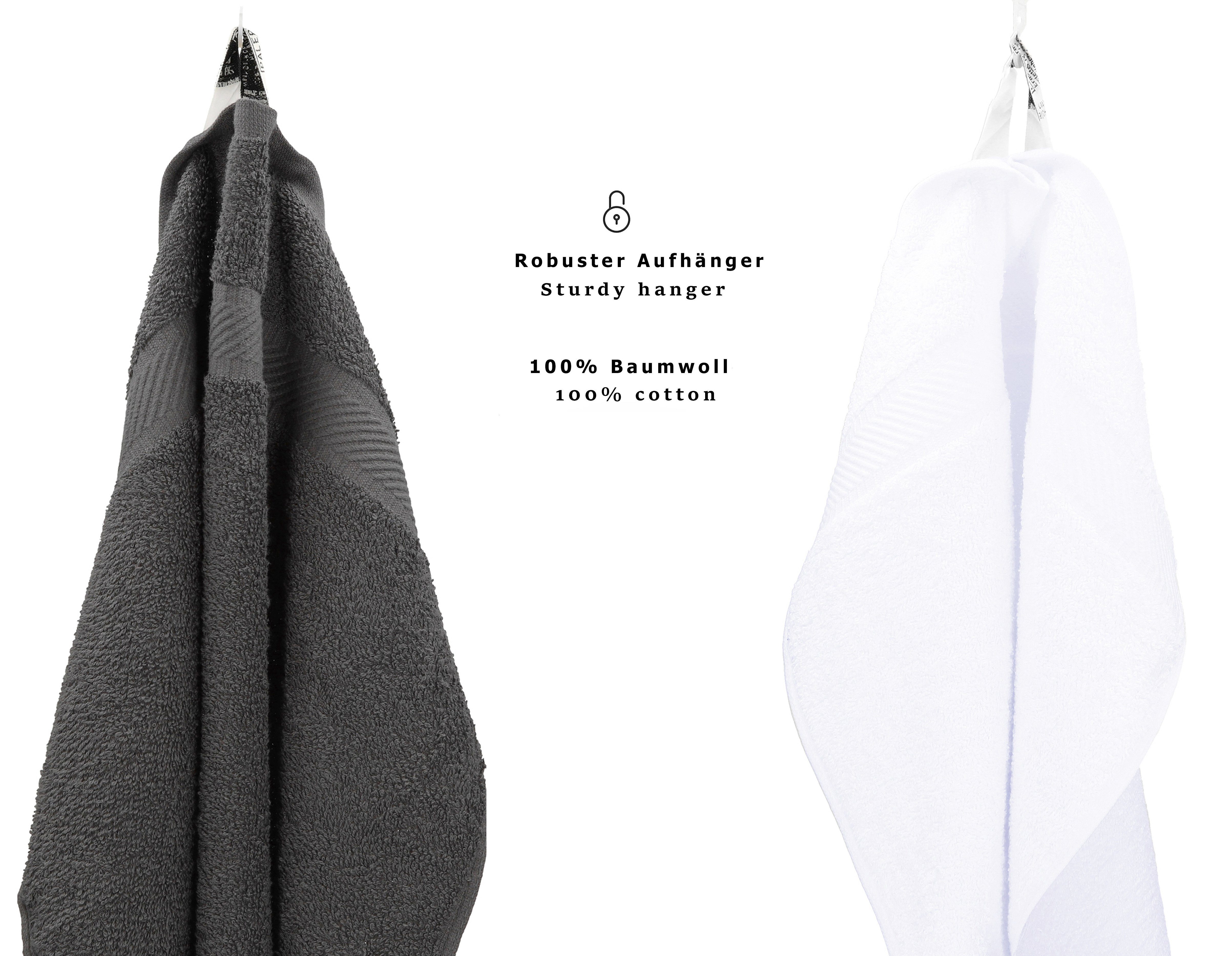 Handtuch 70x140 4x Betz Liegetücher Handtücher, 100% Set 2x cm Palermo 6er anthrazit/weiß Baumwolle