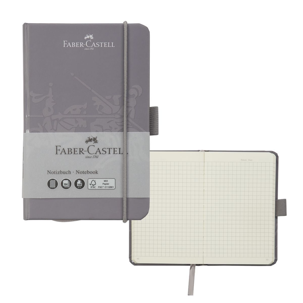 Faber-Castell Notizbuch FABER-CASTELL Notizbuch dunkelgrau 90x140mm