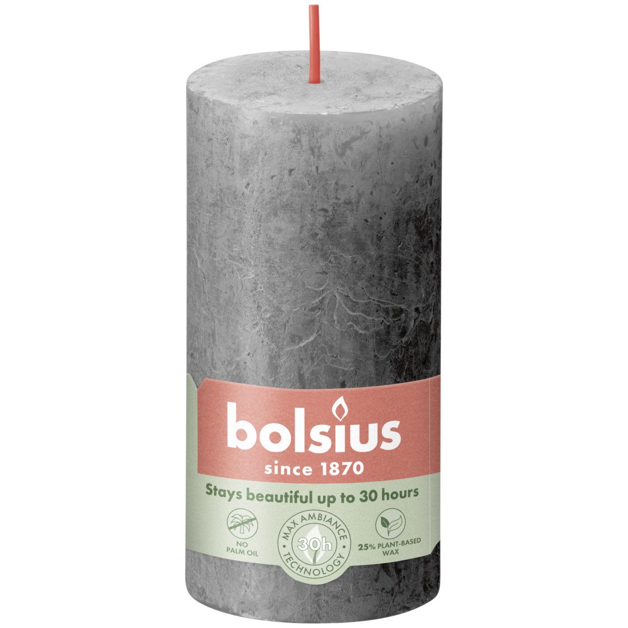 Bolsius Stumpenkerze Bolsius Rustik Stumpenkerze stürmisches grau