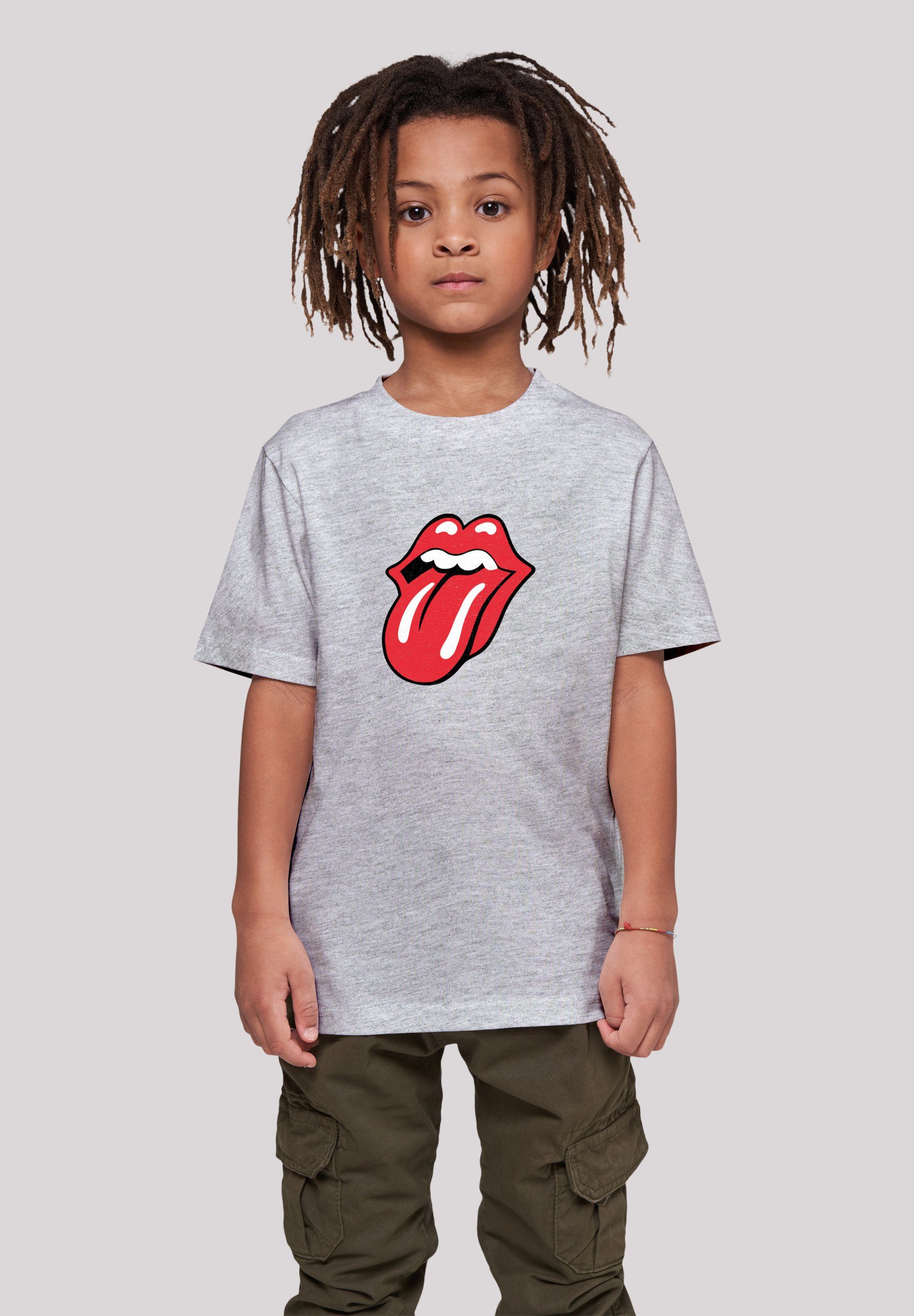 F4NT4STIC T-Shirt The Rolling Stones Zunge Rot Print heather grey