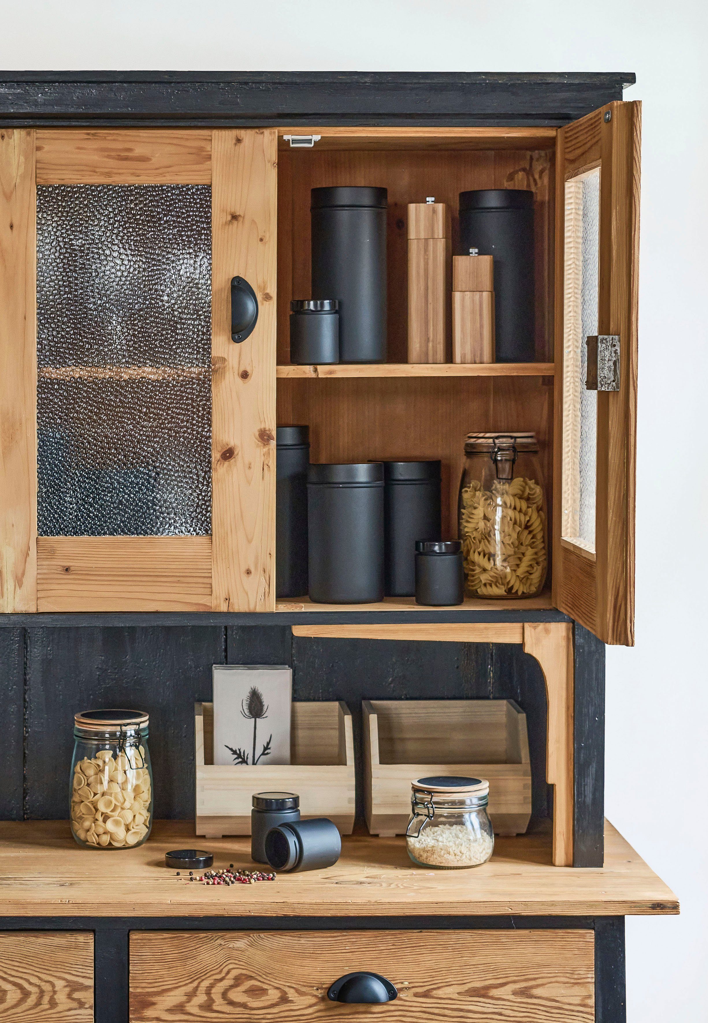 Bügelverschluß, 500ml, Holz, Vorratsglas, (Set, 1000ml, 3-tlg), Zeller Glas, 1500ml Present