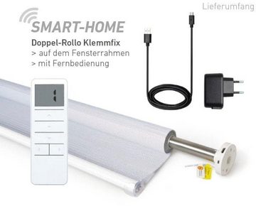 Elektrisches Rollo Wood - SMART HOME, Good Life, Lichtschutz, ohne Bohren, Klemmfix, mit Fernbedienung