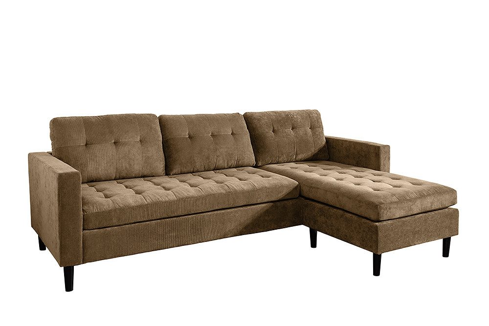 riess-ambiente Ecksofa STOCKHOLM 220cm taupe · Couch mit Cordbezug und Federkern, Einzelartikel 1 Teile, 3-Sitzer in L-Form · inkl. Kissen · Ottomane rechts & l – Bild 2 von 5