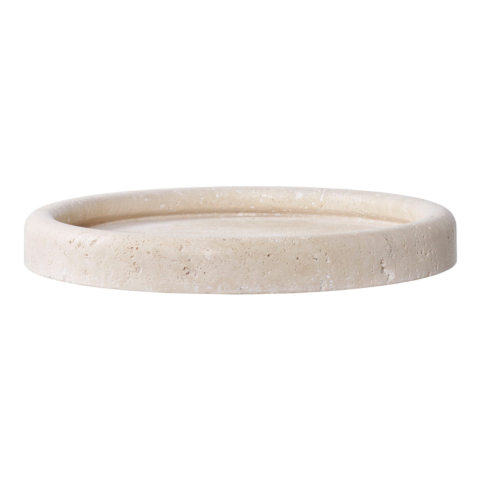 tinkaro Servierplatte Tablett Travertin ø25,5 cm Beige, Travertin, (1-tlg)