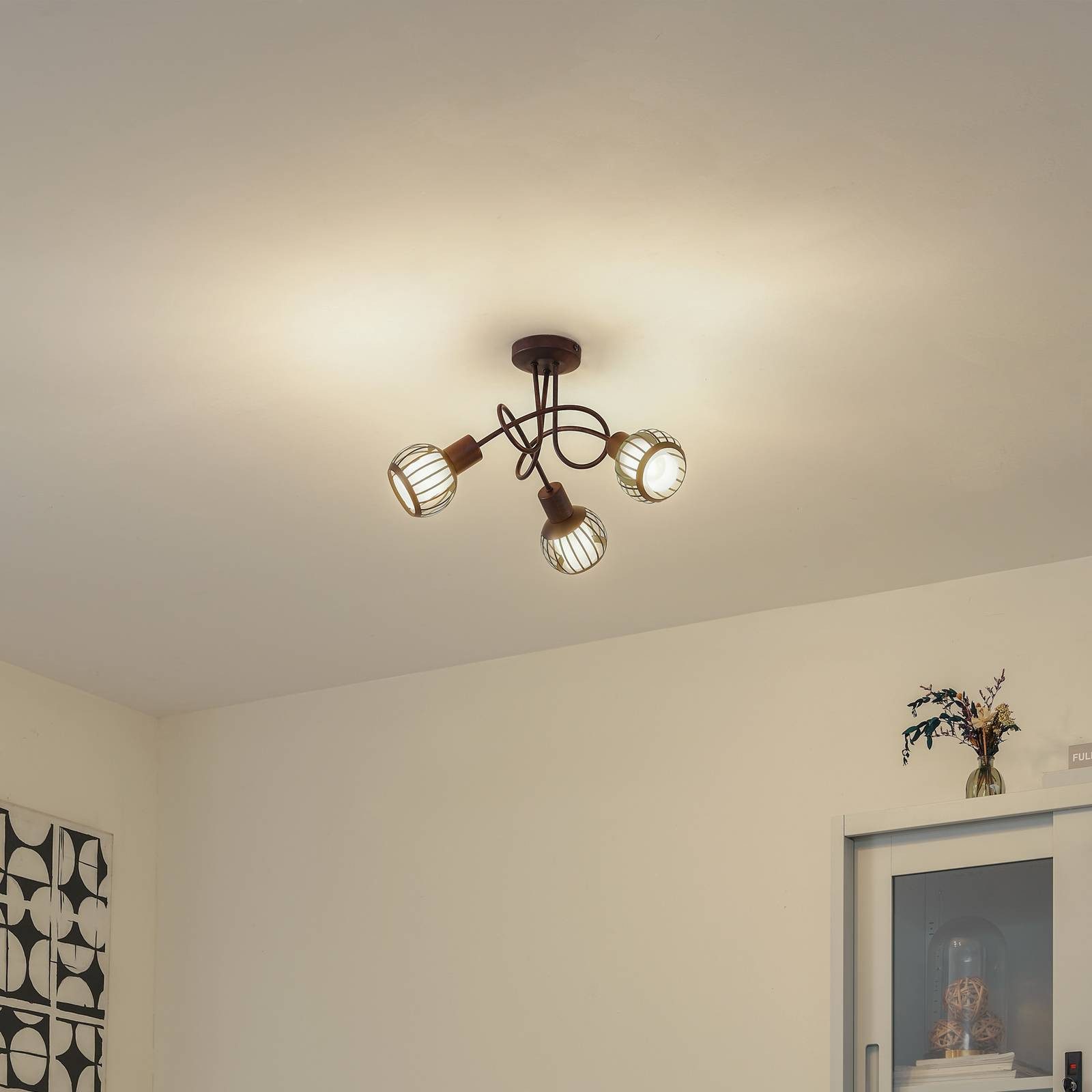 Lindby Deckenleuchten Solm, Metall, Braun IP20, 3 x 10 W LED