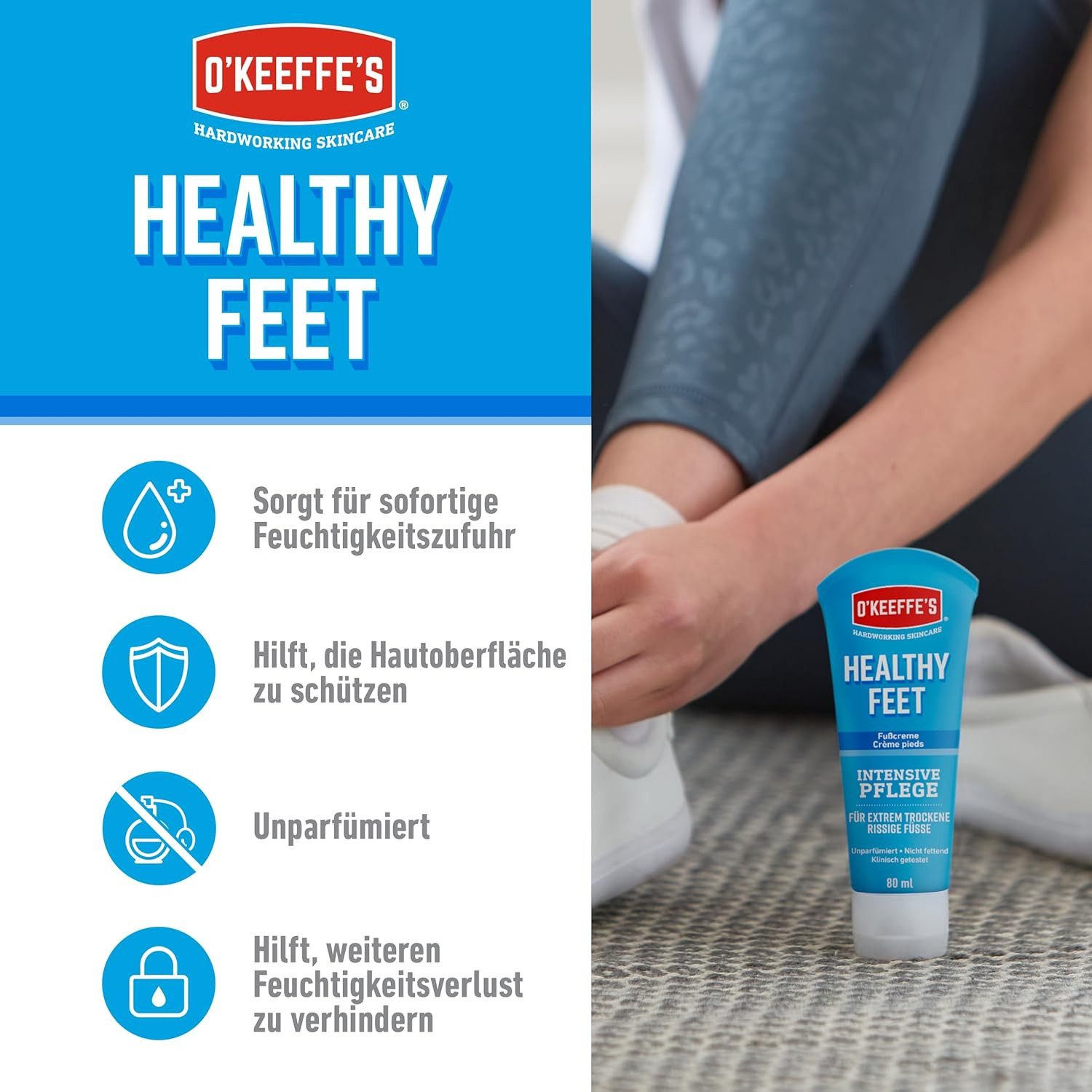 O'KEFFE'S Fußcreme 1 x O'Keeffe's Healthy Feet Fußcreme Tube, 80 ml, 1-tlg.