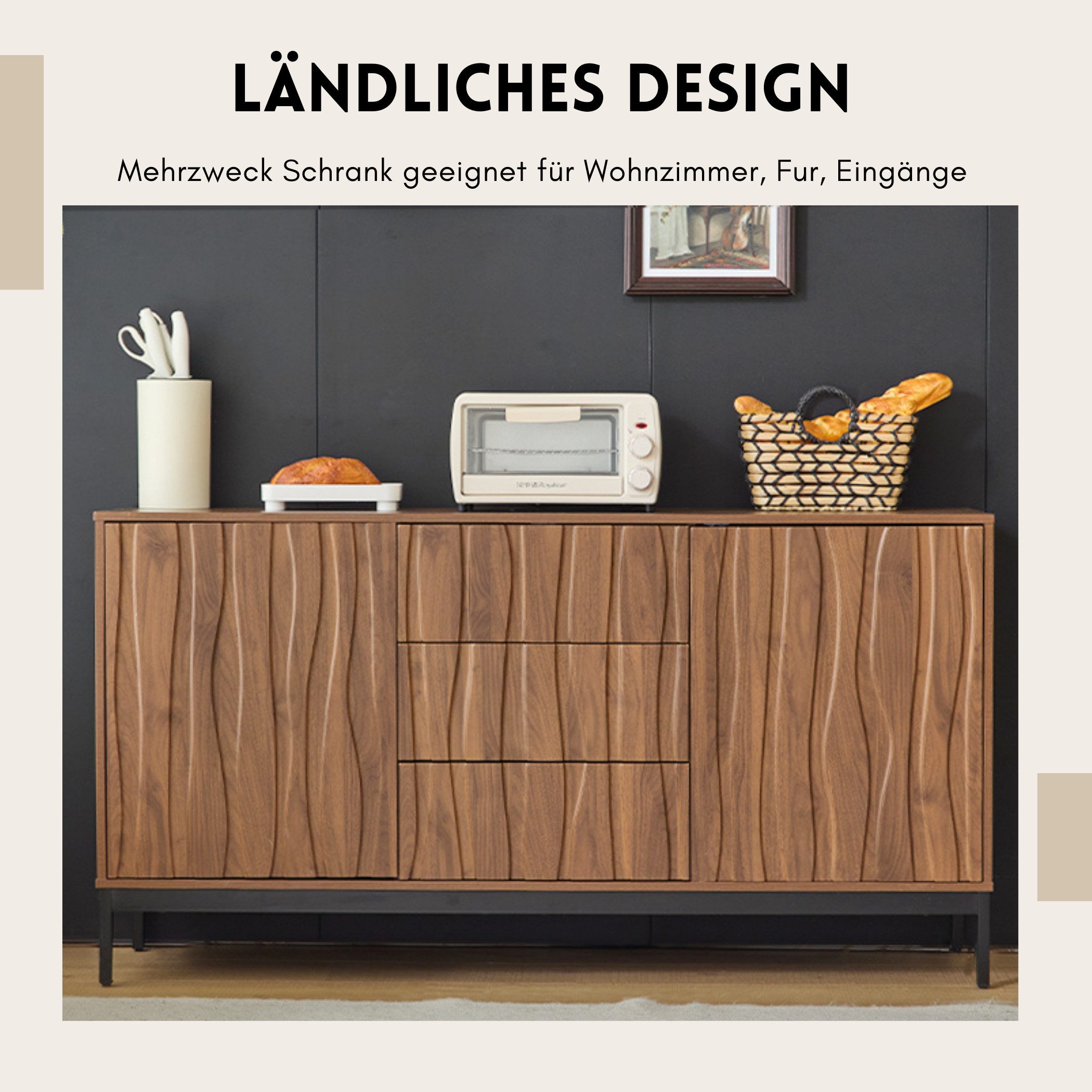 SeedWave Sideboard Retro Sideboard Anti-Kipp Grifflose günstig online kaufen