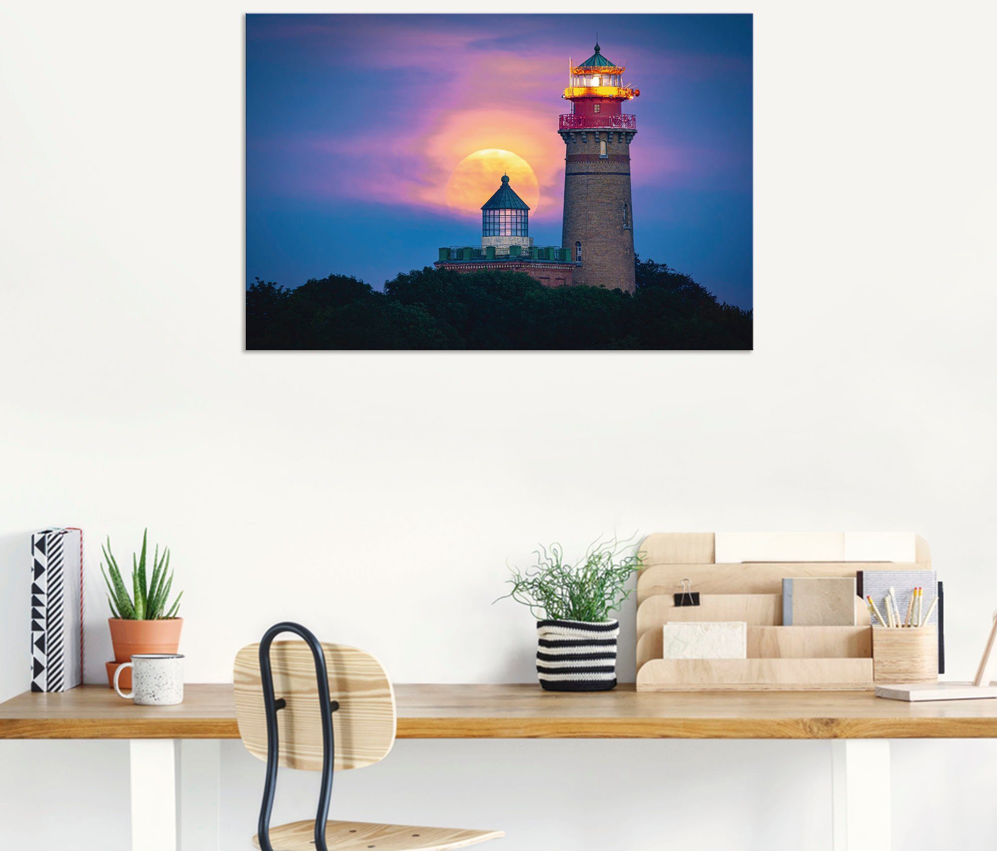 Artland Wandbild »Mondaufgang am Kap Arkona«, Gebäude (1 Stück), in vielen Größen & Produktarten - Alubild / Outdoorbild für den Außenbereich, Leinwandbild, Poster, Wandaufkleber / Wandtattoo auch für Badezimmer geeignet-kaufen