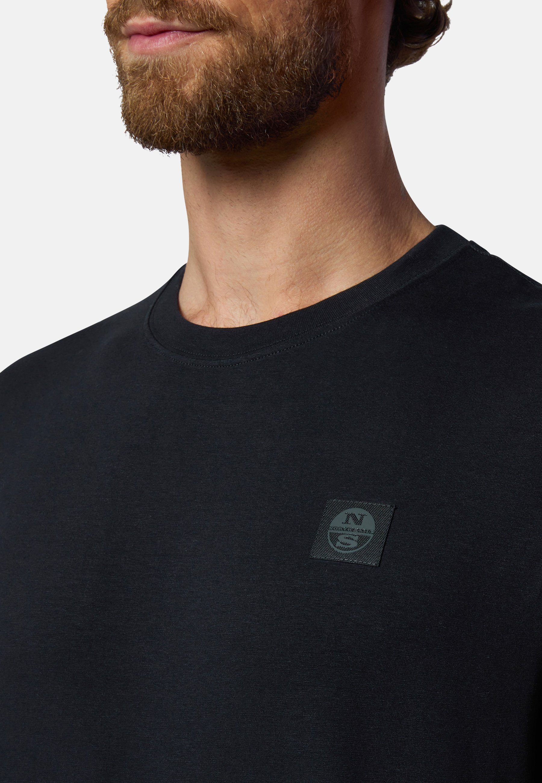 North Sails T-Shirt mit MILKY klassischem Design Logo-Aufnäher BLACK T-Shirt mit