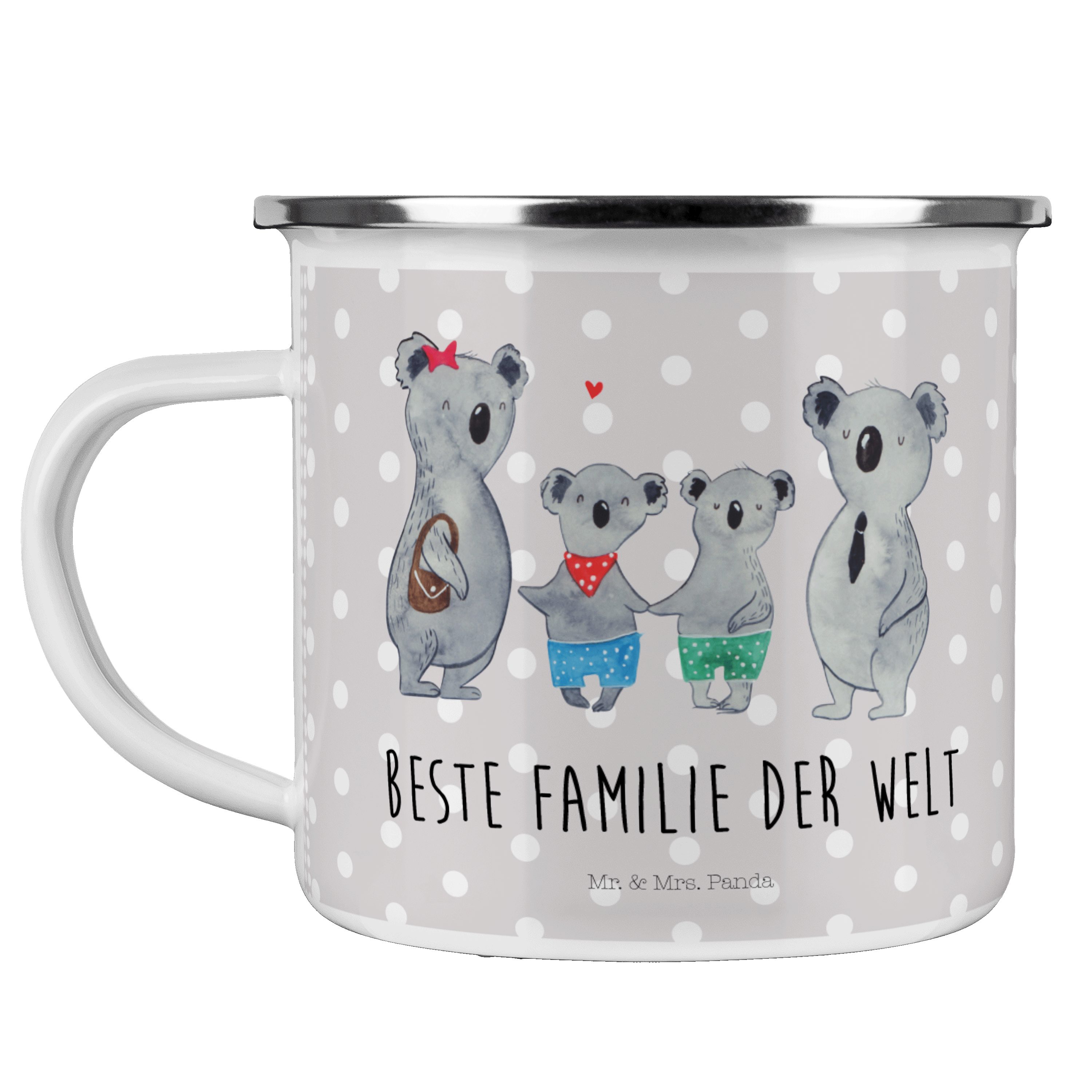Mr. & Mrs. Panda Becher Koala Familie zwei - Grau Pastell - Geschenk, Koalabär, Lieblingsfami, Emaille