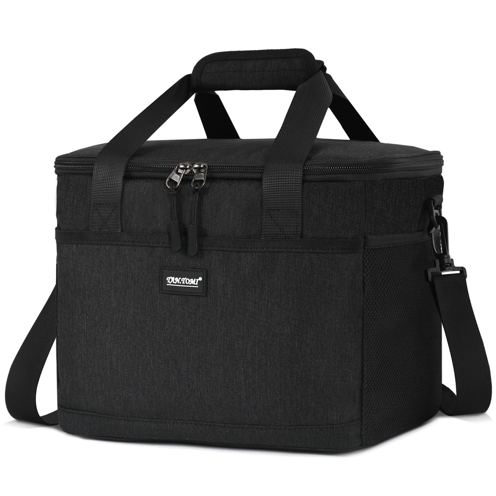 CALIYO Thermobehälter Kühltasche Faltbar Thermobehälter für Essen mit Reißverschluss, Polyethylen (PE), (Faltbar aus wassedichtem Material für Arbeit, Schule und Picknick), 8.5L /15L / 24L (Grau/Schwarz)