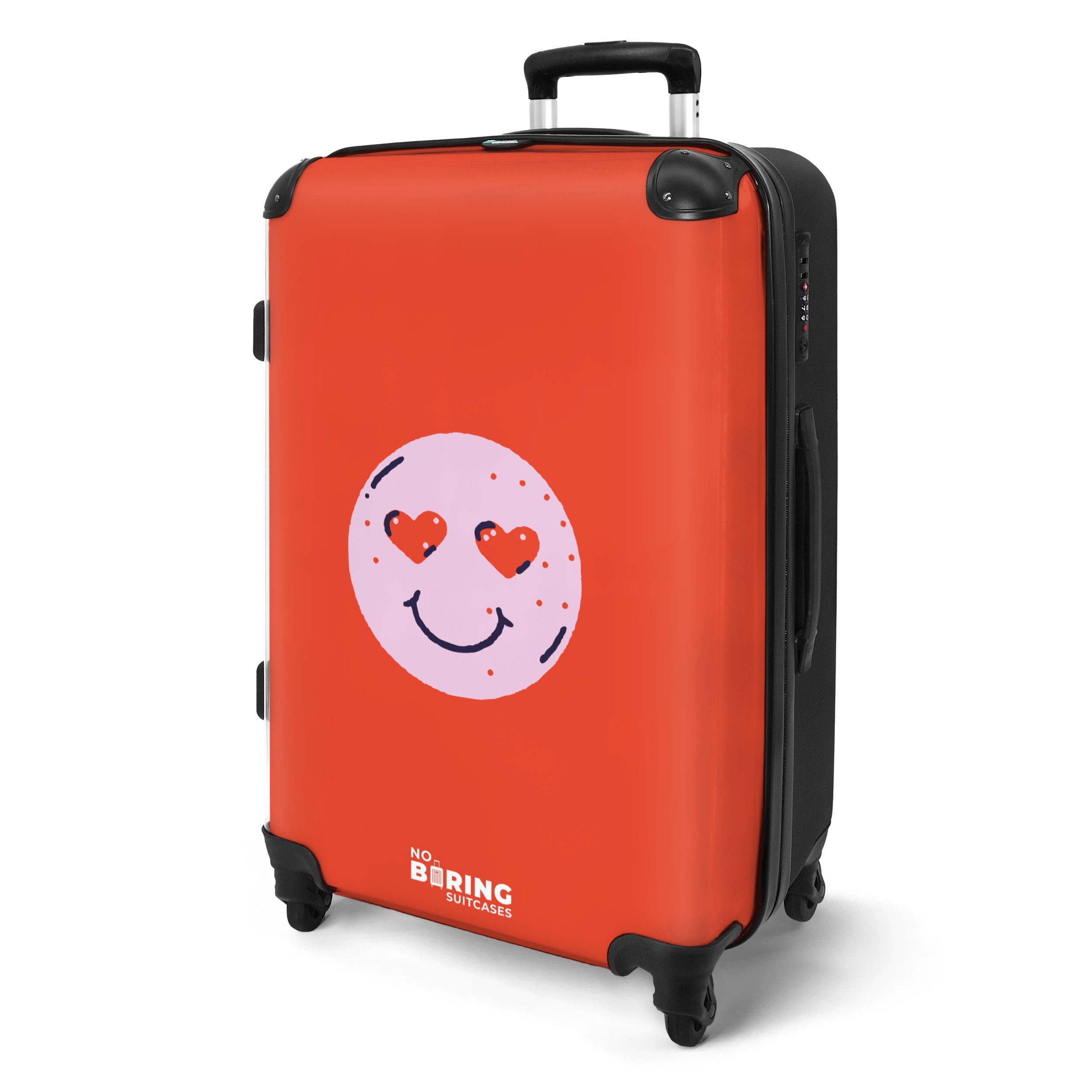 NoBoringSuitcases.com© Hartschalen-Trolley Rotes und rosafarbenes Smiley-Ge günstig online kaufen