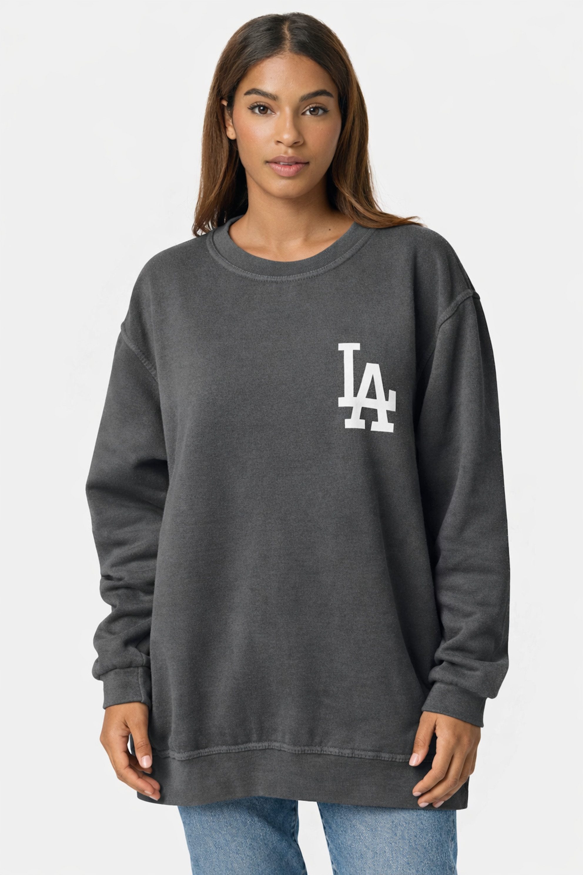 Longsweatshirt Worldclassca Oversized Sweatshirt LA Print Langarmshirt Pullover