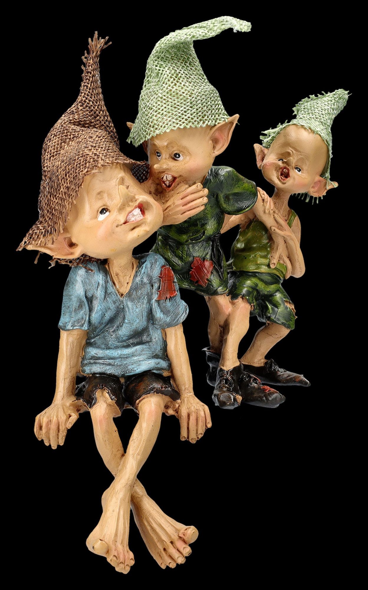 Figuren Shop GmbH Dekofigur Pixie Kobold Figur - Kantenhocker Flüsterpost - Kinder Kobolde spielen – Bild 2 von 5