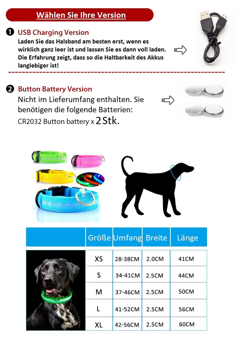 Kevin Frotscher (FroShop) Hundehalsbandleuchte Hundehalsband Leuchthalsband Hund LED USB Aufladbar, Akku Halsband Gr. S Farbe GELB - Aufladbar USB Größe Gr. S (34 - 41cm)