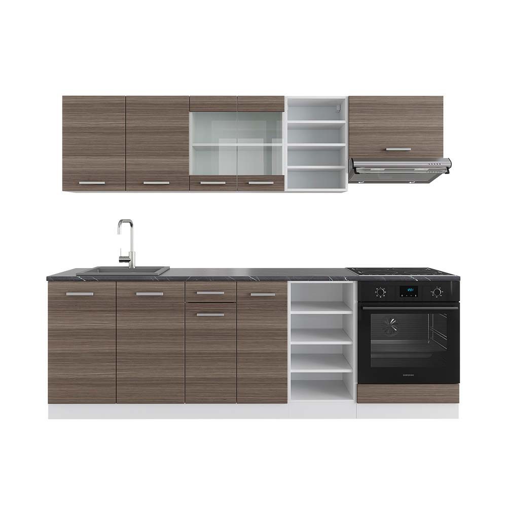 Vicco Küchenzeile R-Line, Edelgrau/Weiß, 240 cm, günstig online kaufen