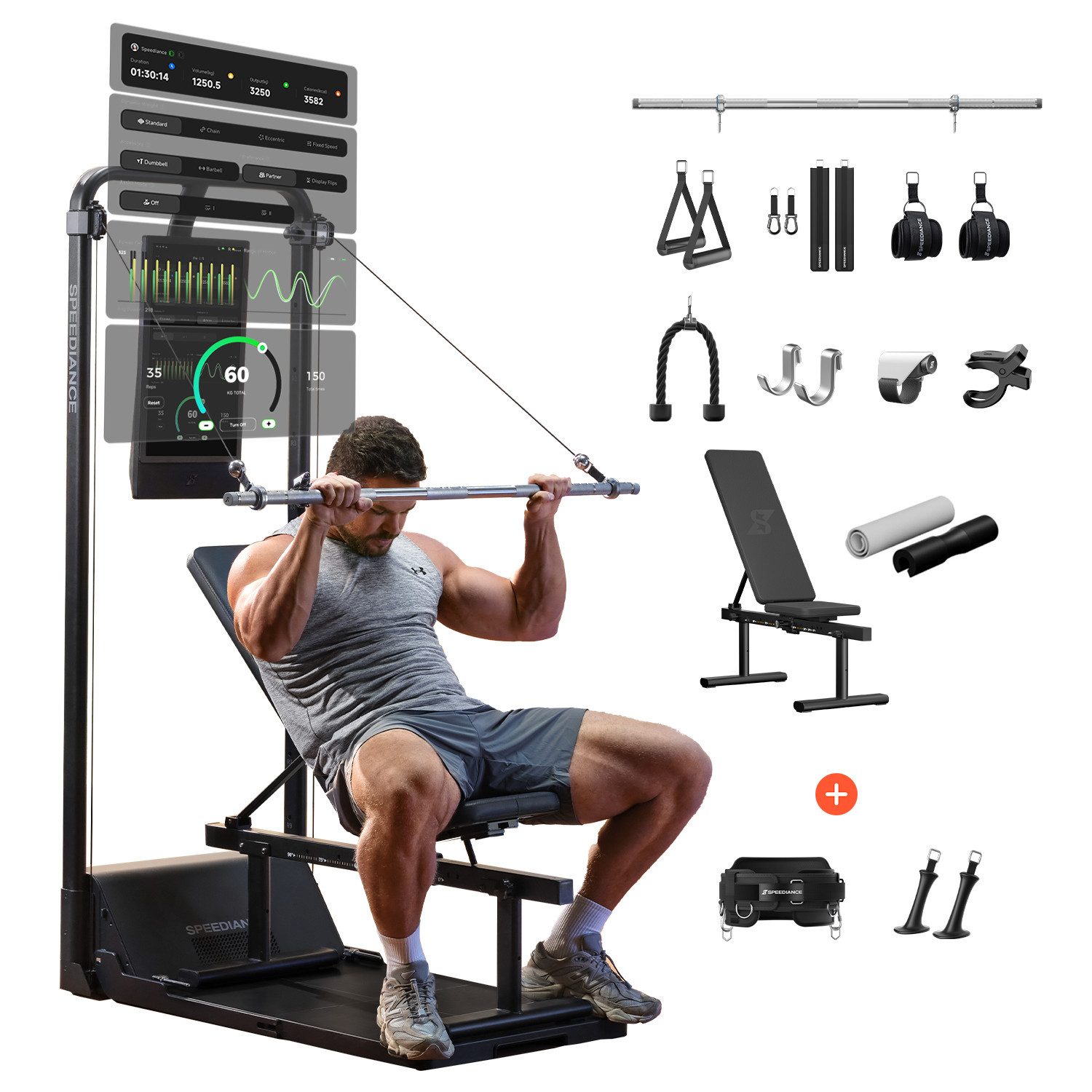 SPEEDIANCE Kraftstation Gym Monster 2, verbessertes KI-gesteuertes All-in-One Home Gym, Ganzkörper-Krafttraining Fitnessgeräte