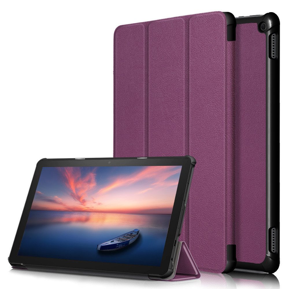 FroShop Tablet-Hülle Schutzhülle für Amazon Kindle Fire HD10 / 10 Plus 2021 11. Generation Sleep & Wake Up Funktion, Tasche Etui Smart Case Standfunktion - Farbe Lila