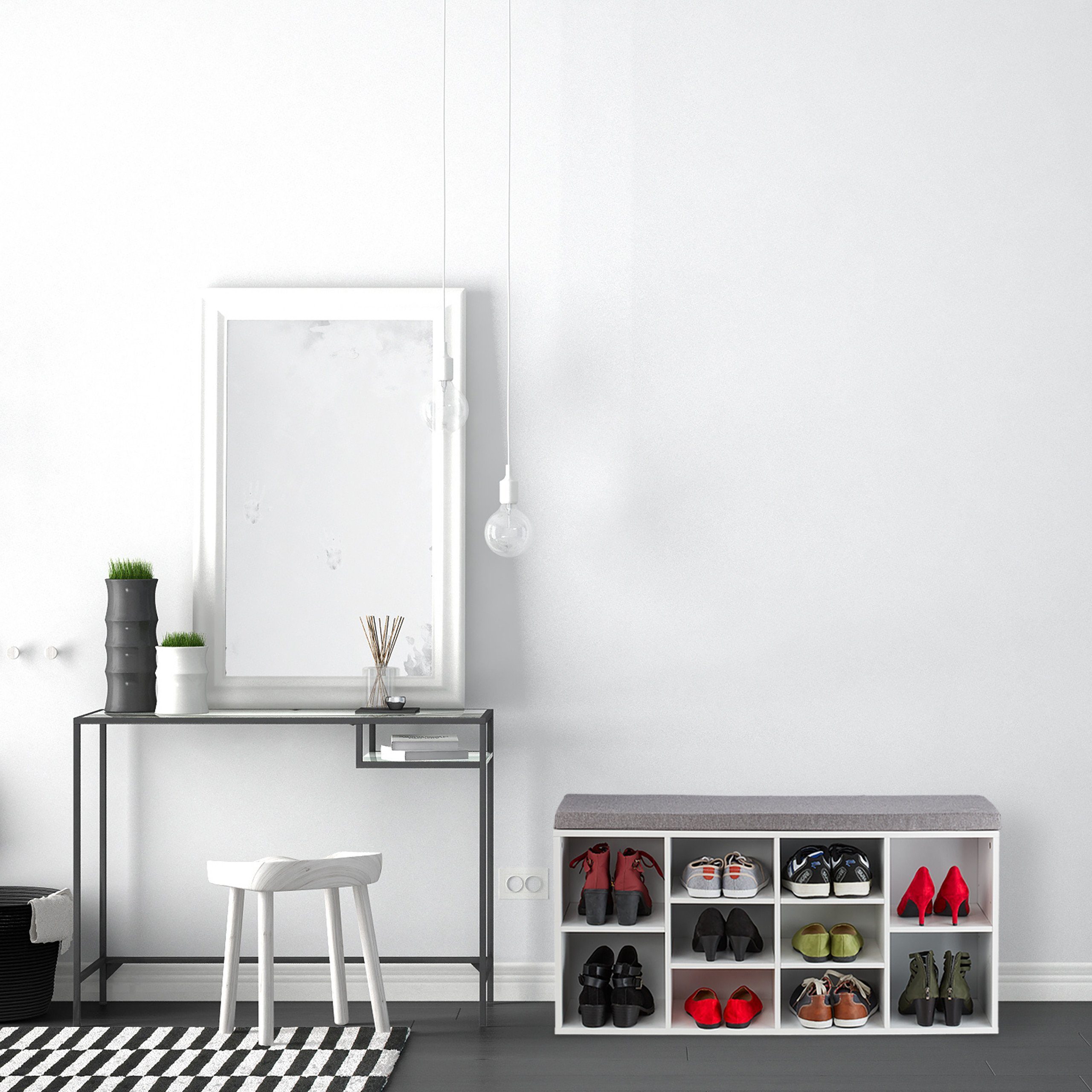 relaxdays Schuhbank Weiße Schuhbank mit 10 Fächern