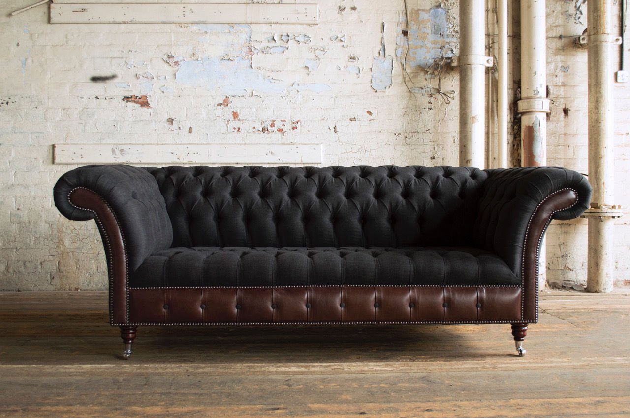 Couch Sofa mit Chesterfield-Sofa, Sitzer 3 225 Die Chesterfield Design JVmoebel Knöpfen. Rückenlehne cm,