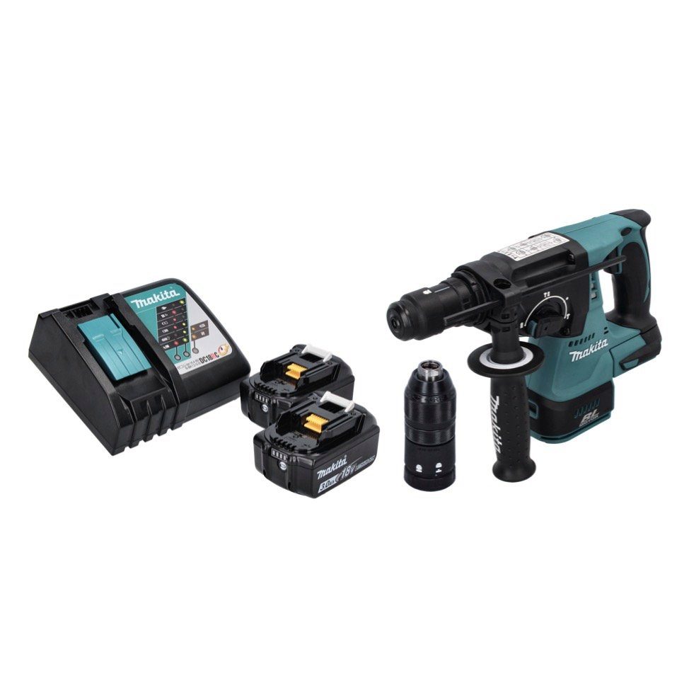 Makita Akku-Bohrhammer DHR 243 RF Akku Bohrhammer 18 V SDS plus Brushless + 2x Akku 3,0 Ah