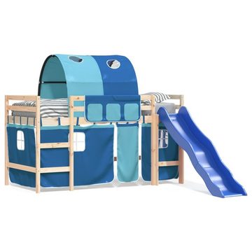 vidaXL Bett Kinderhochbett mit Tunnel Blau 80x200 cm Massivholz Kiefer
