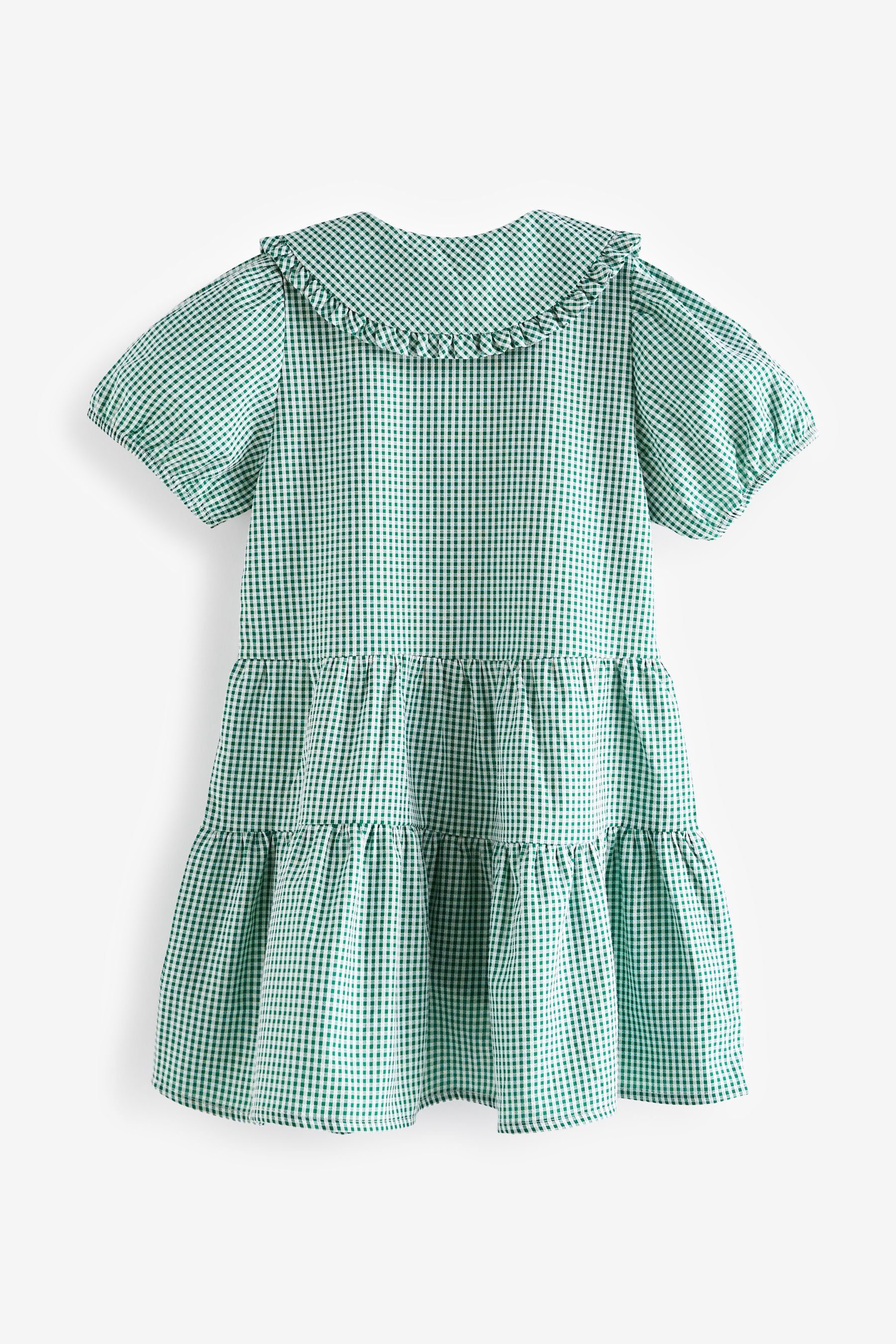 Next Volantkleid Gestuftes Kleid mit Vichykaros + hübschem Kragen (1-tlg)