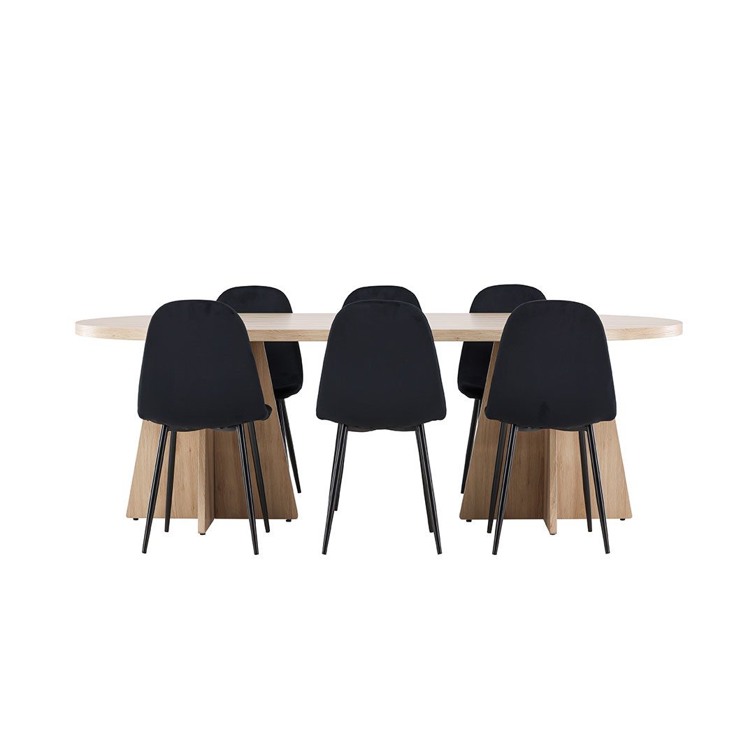 Venture Home Essgruppe Bootcut Essgruppe Tisch 115x230cm und 6 Velours St