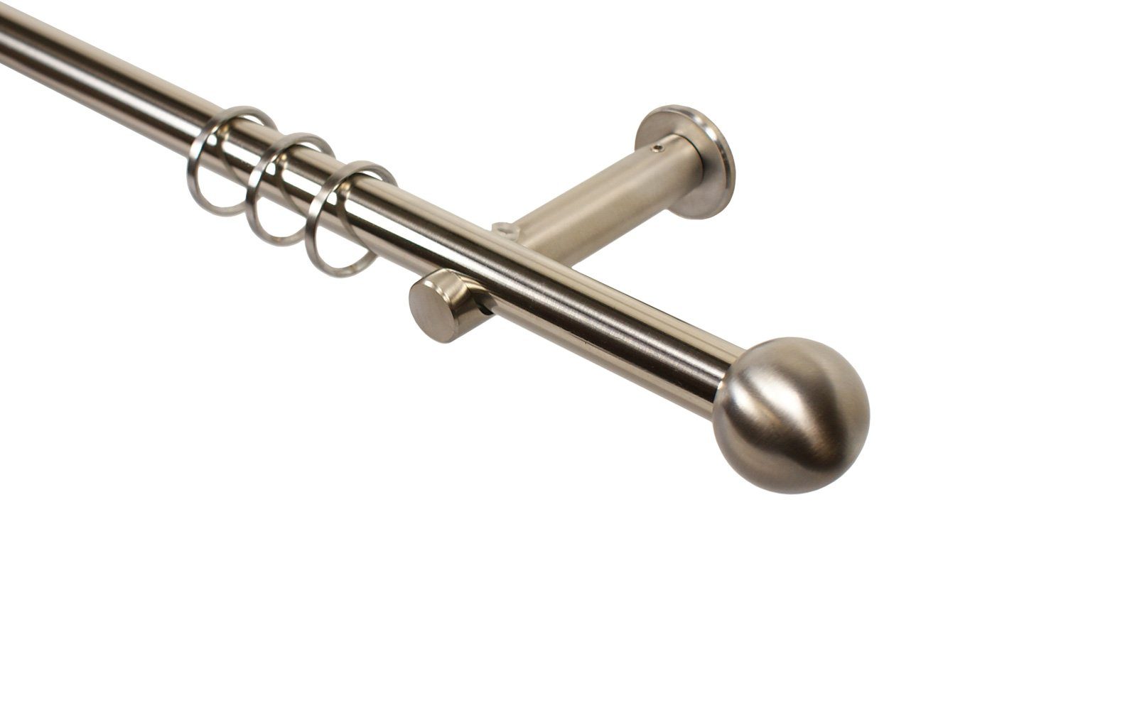 iso-design Gardinenstange Farbe Edelstahl Wandmontage 16 mm Endstück Kugel, günstig online kaufen