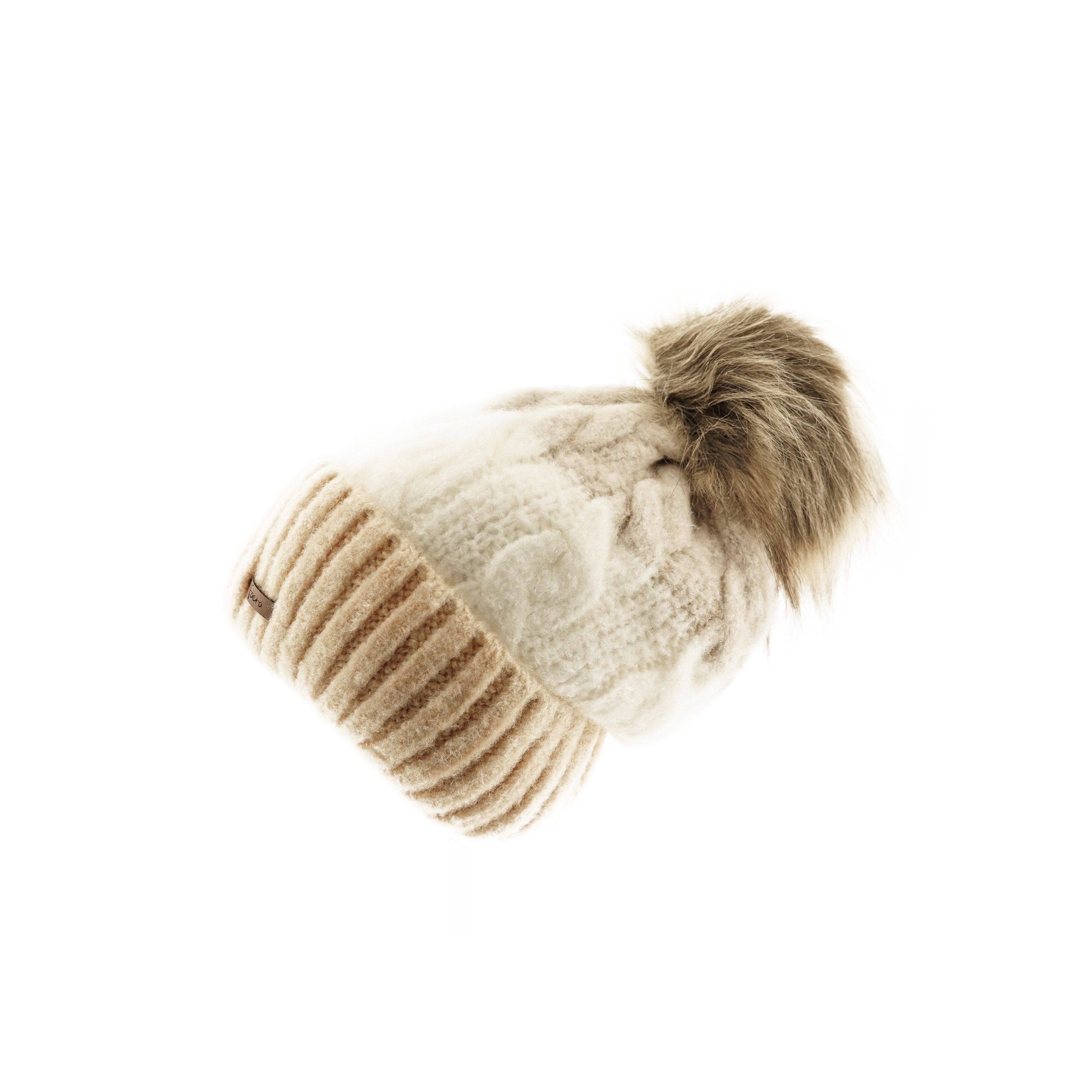 Faera Bommelmütze Wintermütze mit Flechtmuster & Bommel für Damen mit Futte günstig online kaufen
