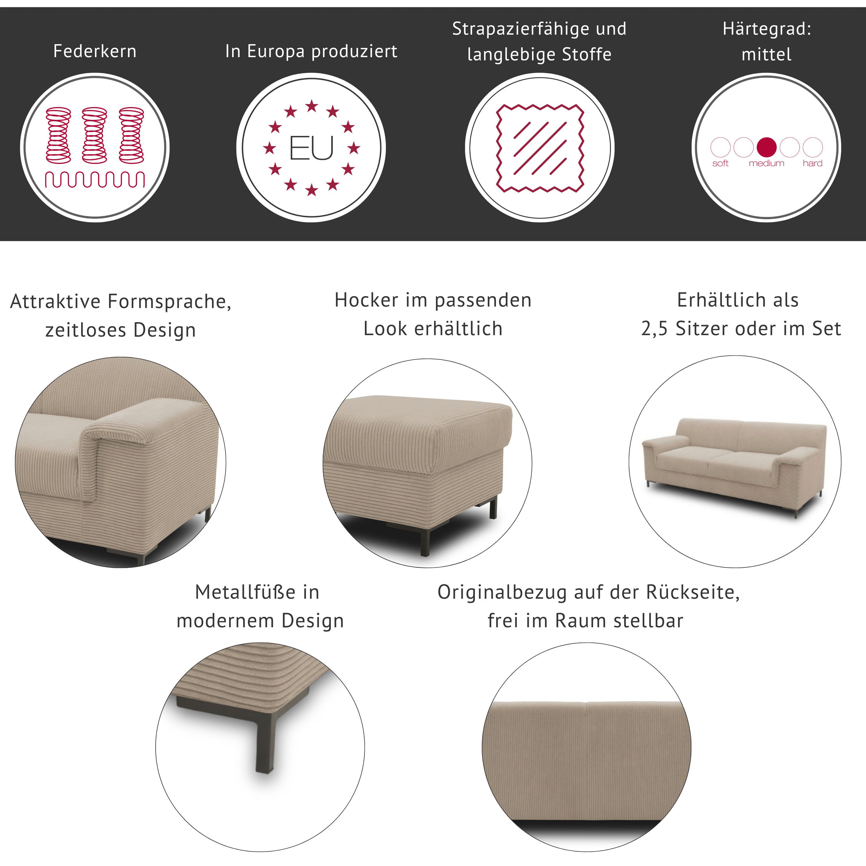 Home affaire 1,5-Sitzer Jamie, Sofa mit kompakten Stellmaßen für kleine Räu günstig online kaufen