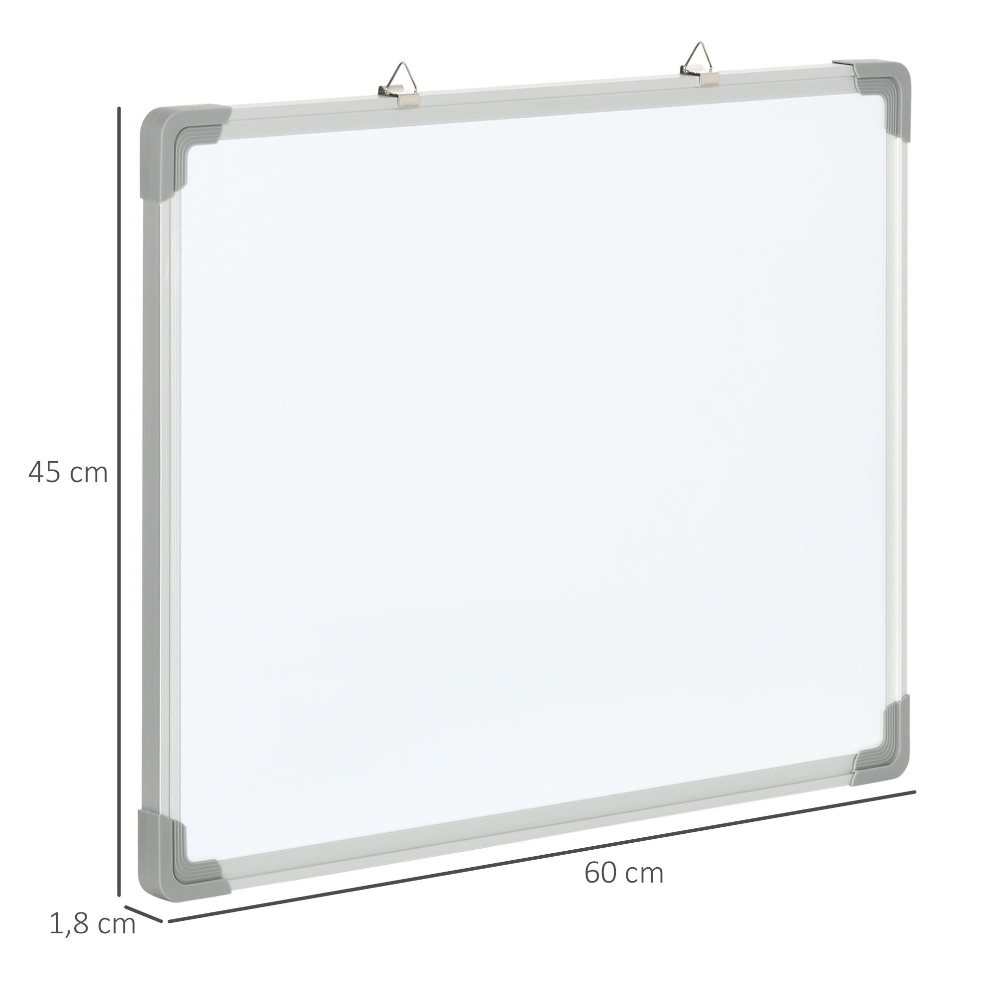 HOMCOM Magnettafel Whiteboard mit 4 Markern, 10 Magneten, (weiße Wandtafel, 1-tlg., Magnettafel), Weiß 60 x 1,8 x 45 cm
