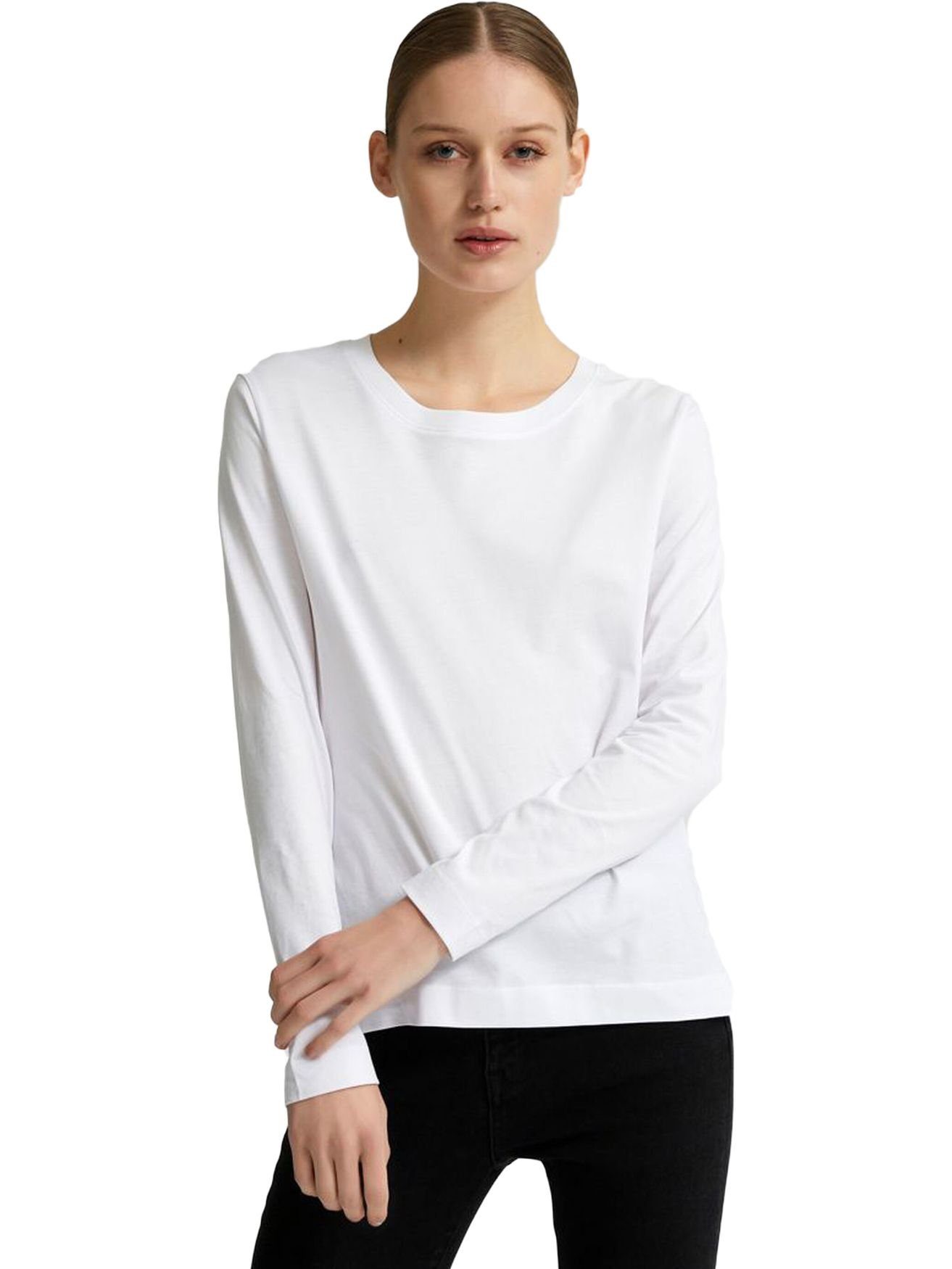 Basic Sweater Shirt in T-Shirt SLFSTANDARD Weiß Pullover SELECTED Dünner 3831 FEMME (1-tlg) Longsleeve