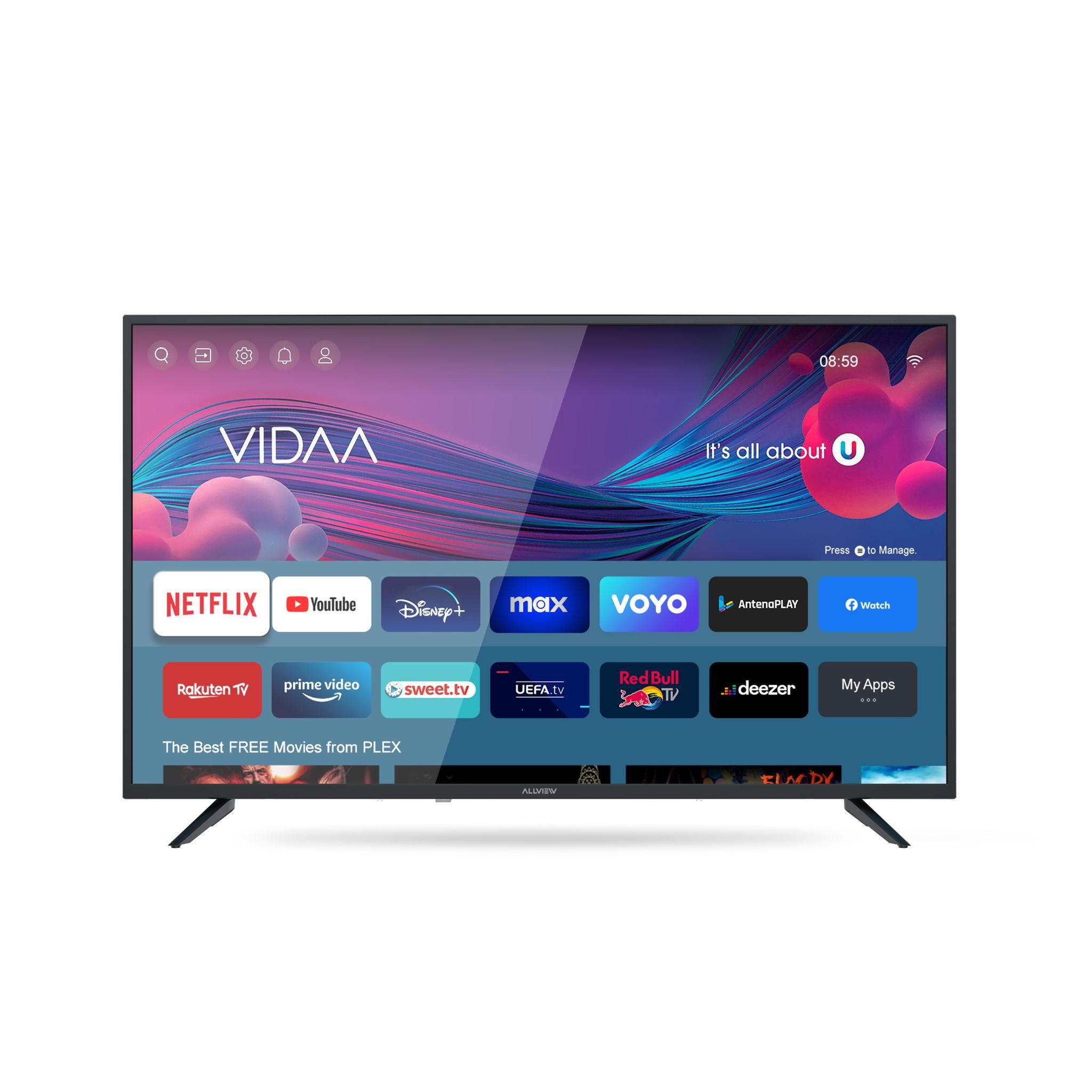 Allview Modell 43iPlay6000-F LED-Fernseher (43 Zoll, 1920 × 1080, 3 × HDMI, 2 × USB, integriertes WLAN, ESA Wandhalterung möglich)